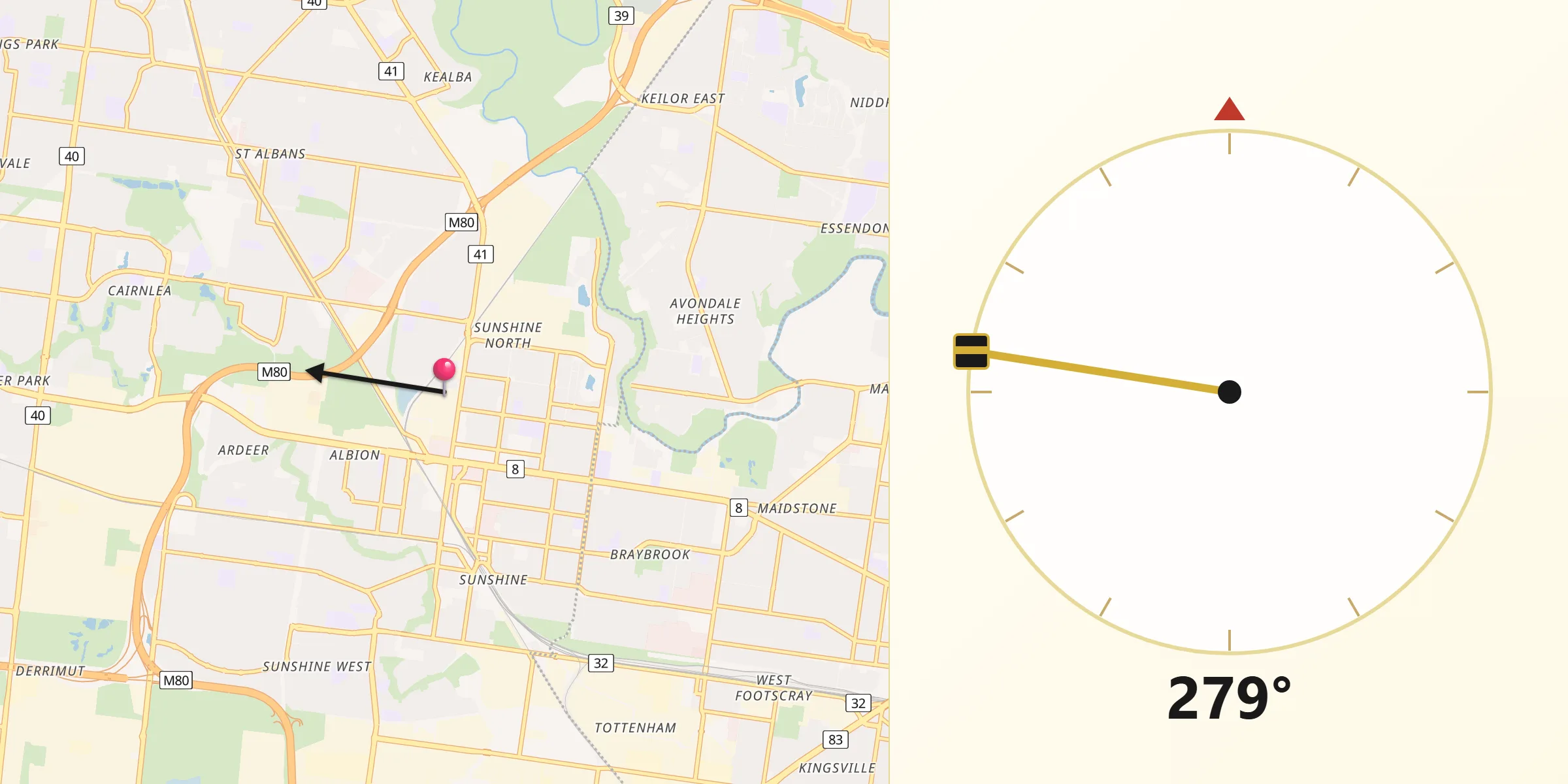 Qibla Direction from Sunshine North