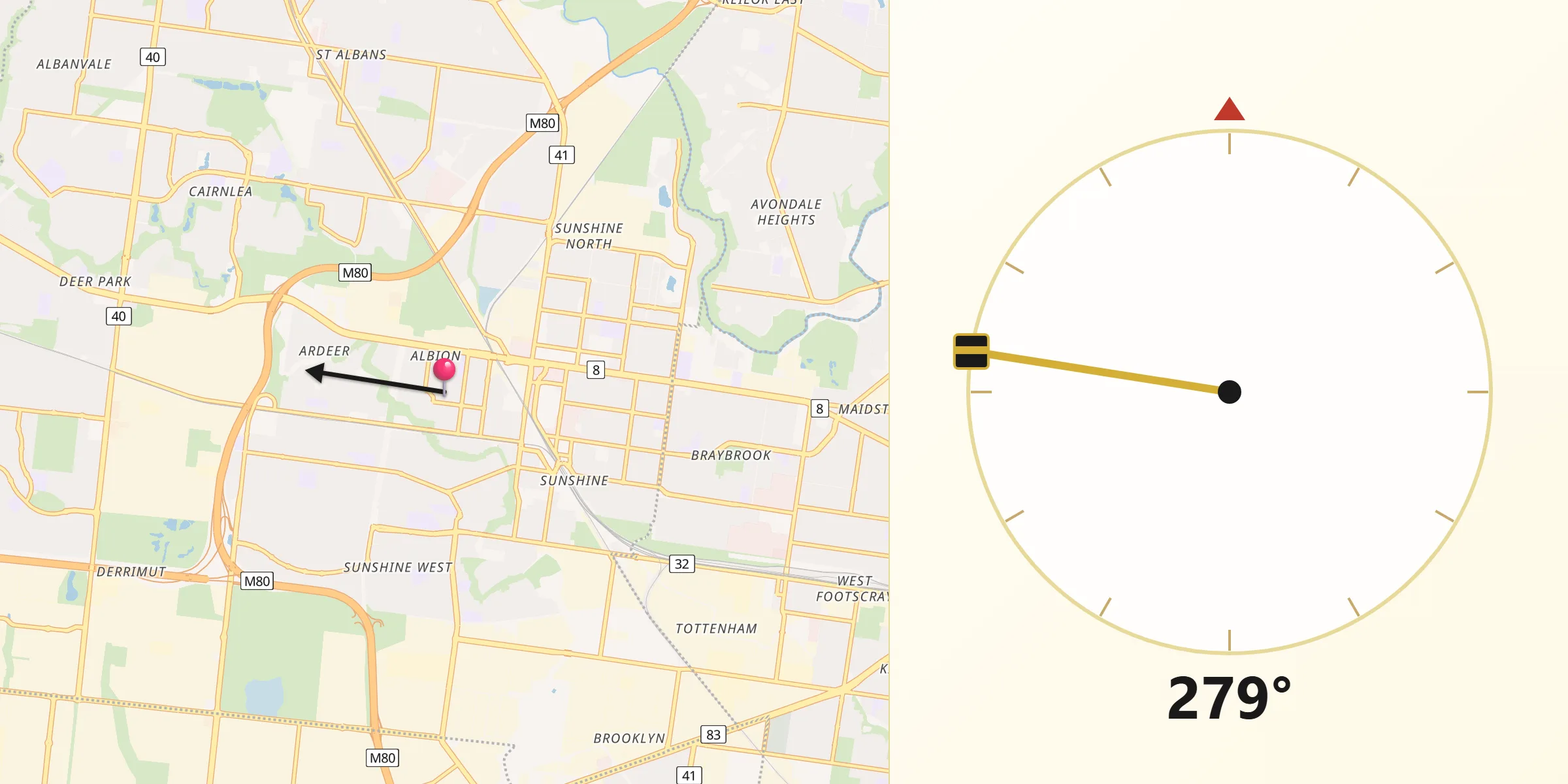 Qibla Direction from Albion