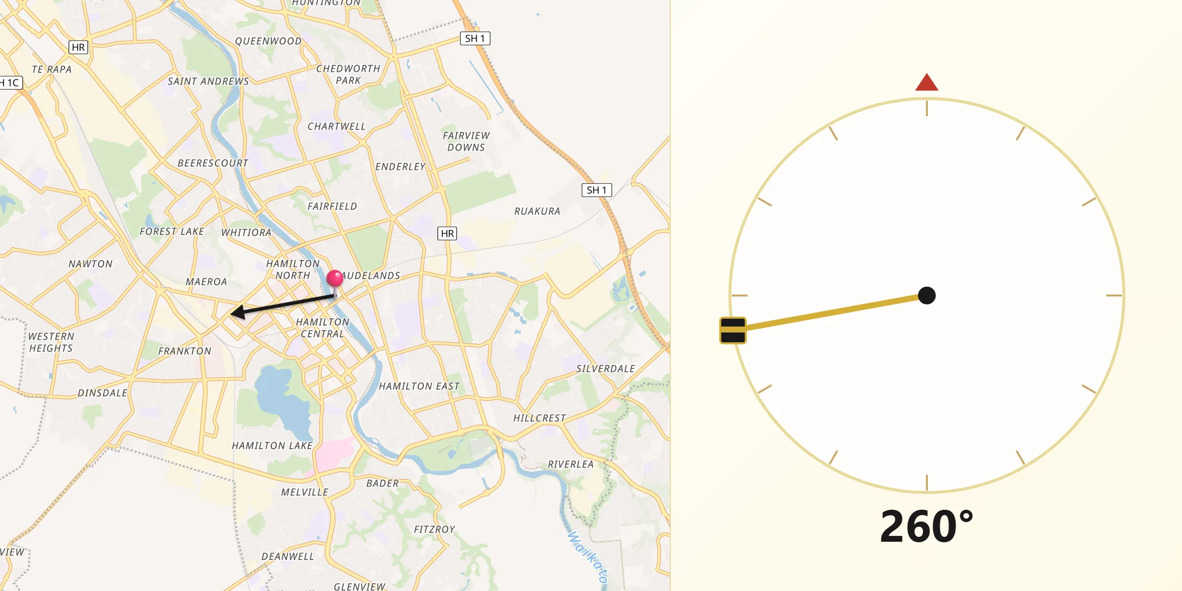 Qibla Direction from Hamilton