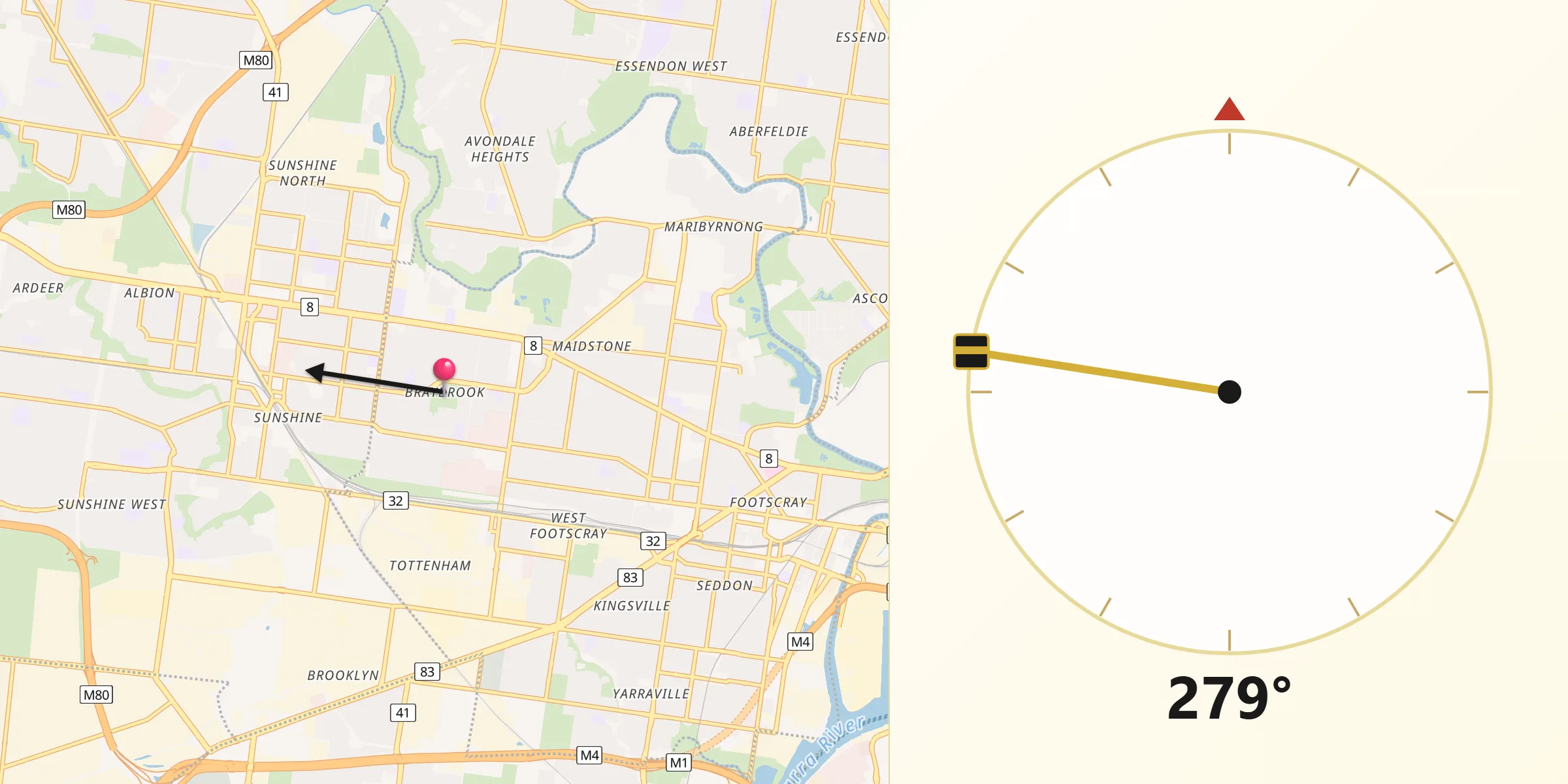 Qibla Direction from Braybrook