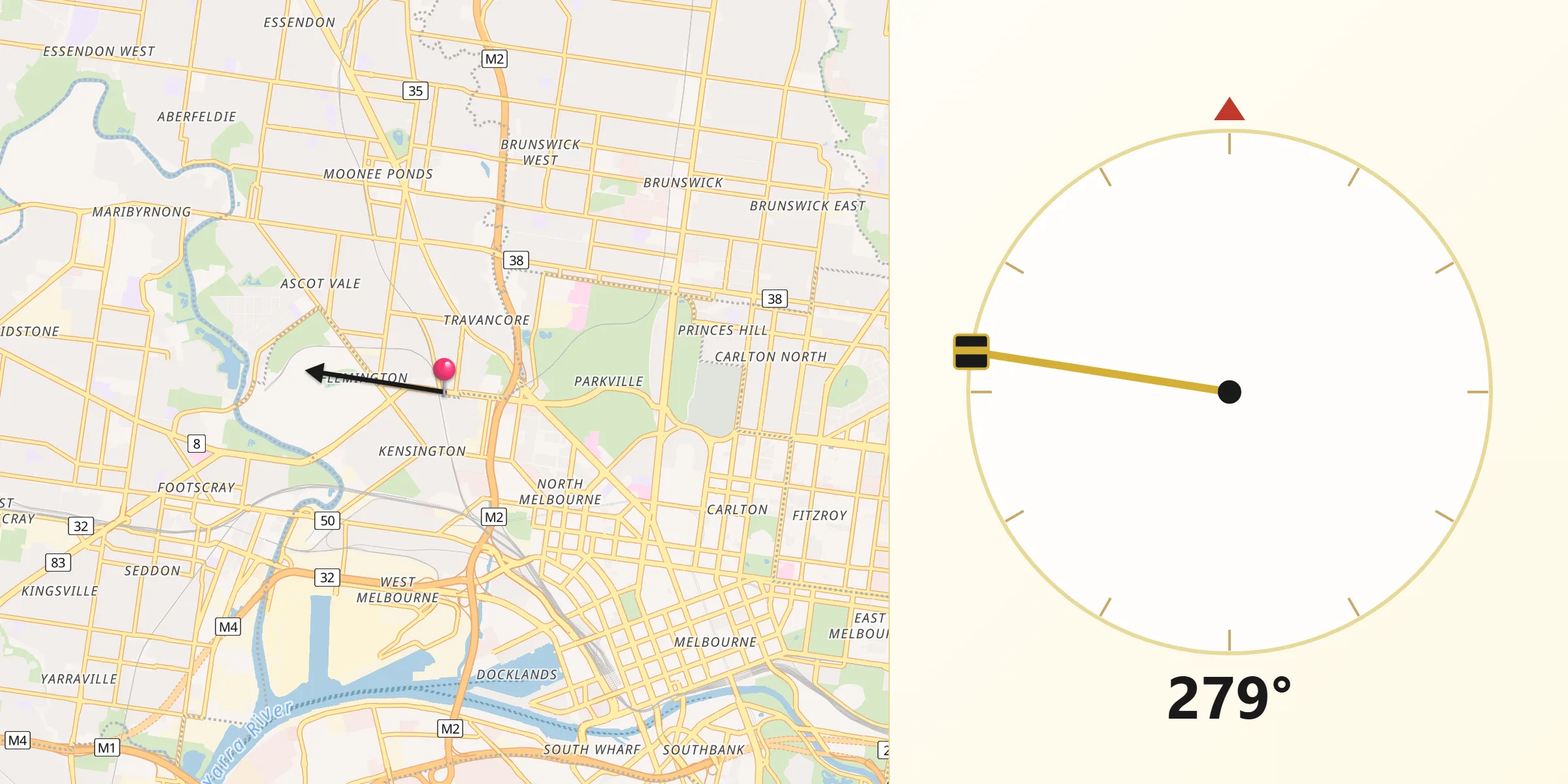 Qibla Direction from Flemington