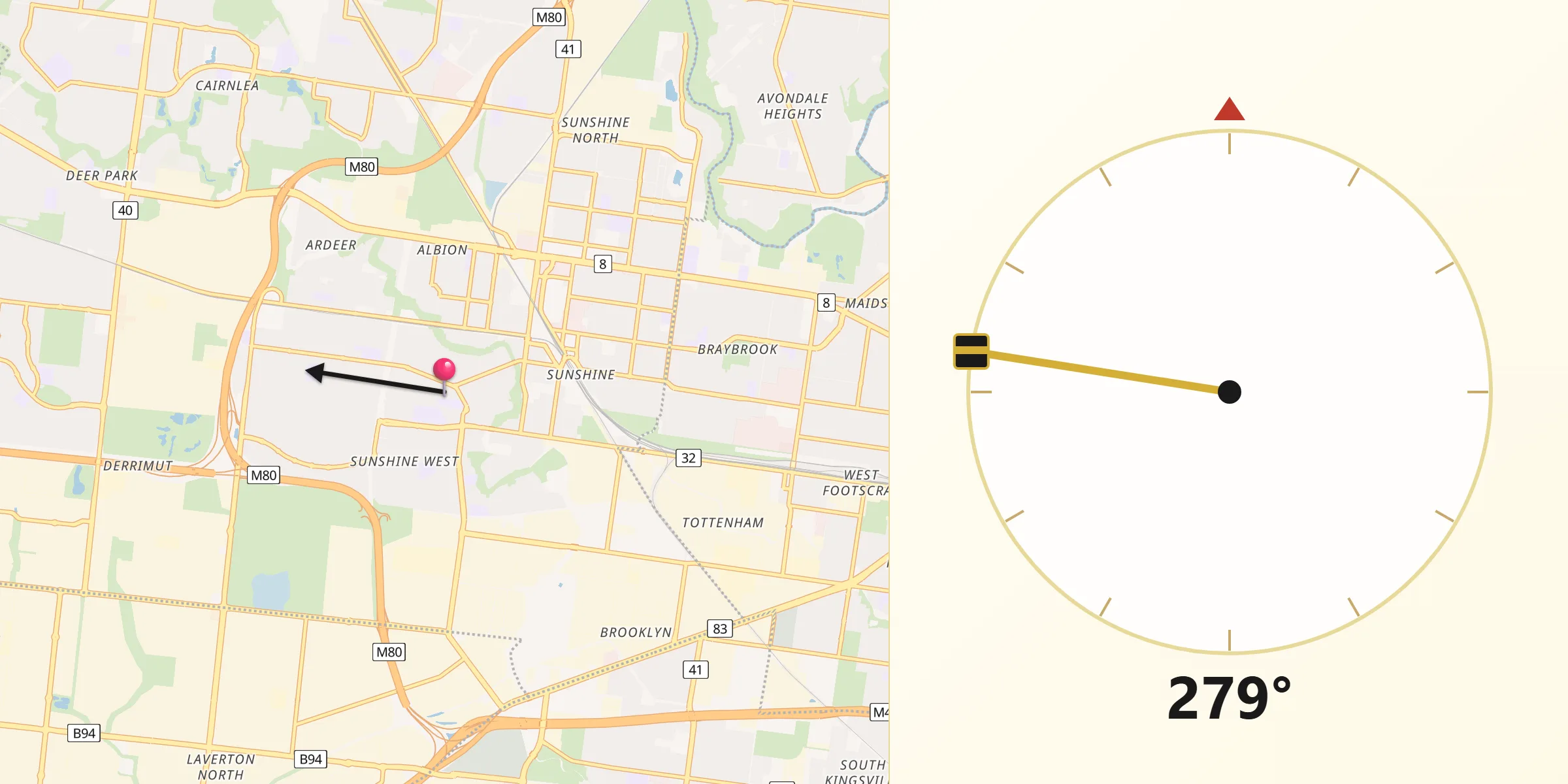 Qibla Direction from Sunshine West
