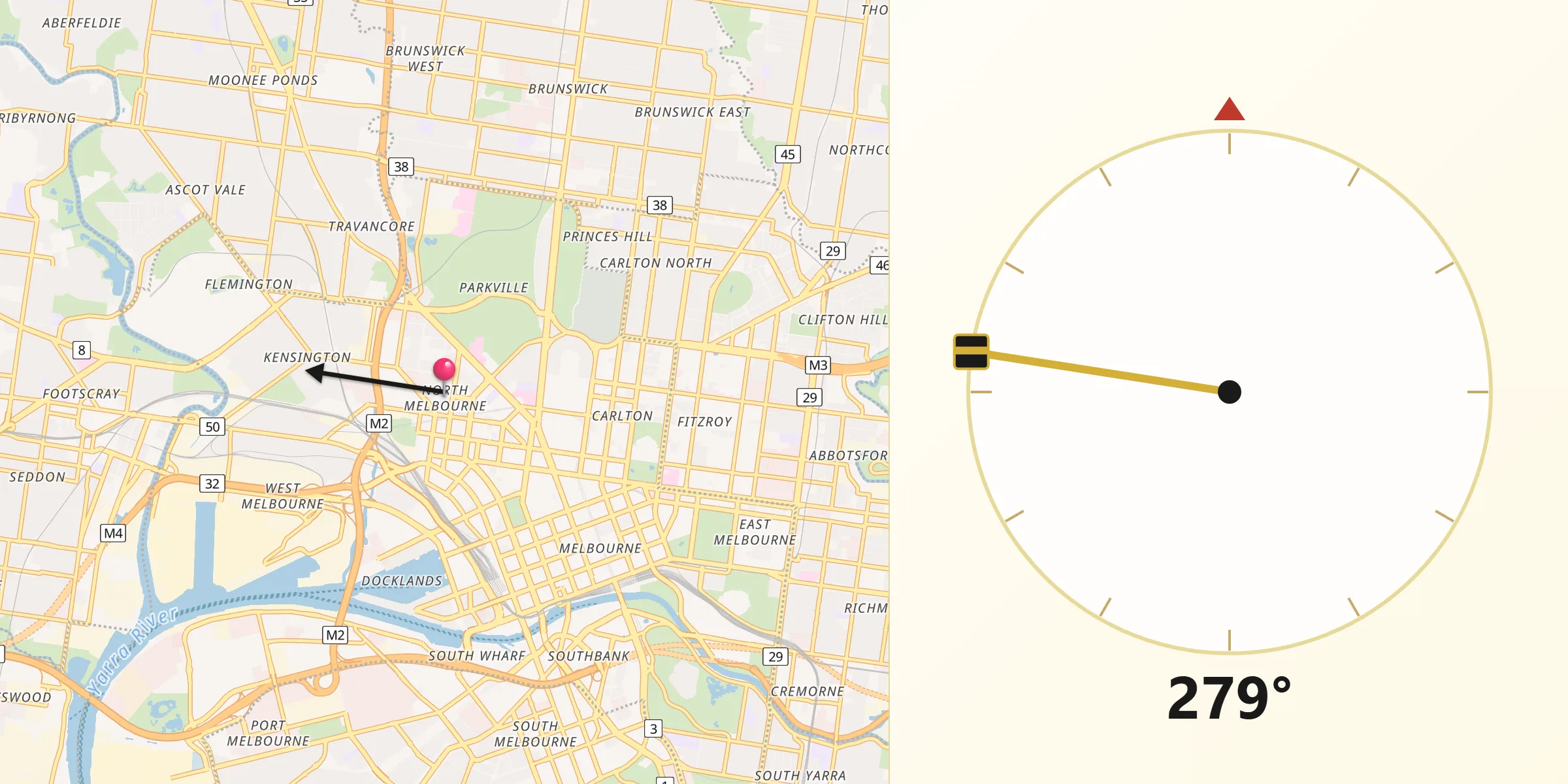 Qibla Direction from North Melbourne