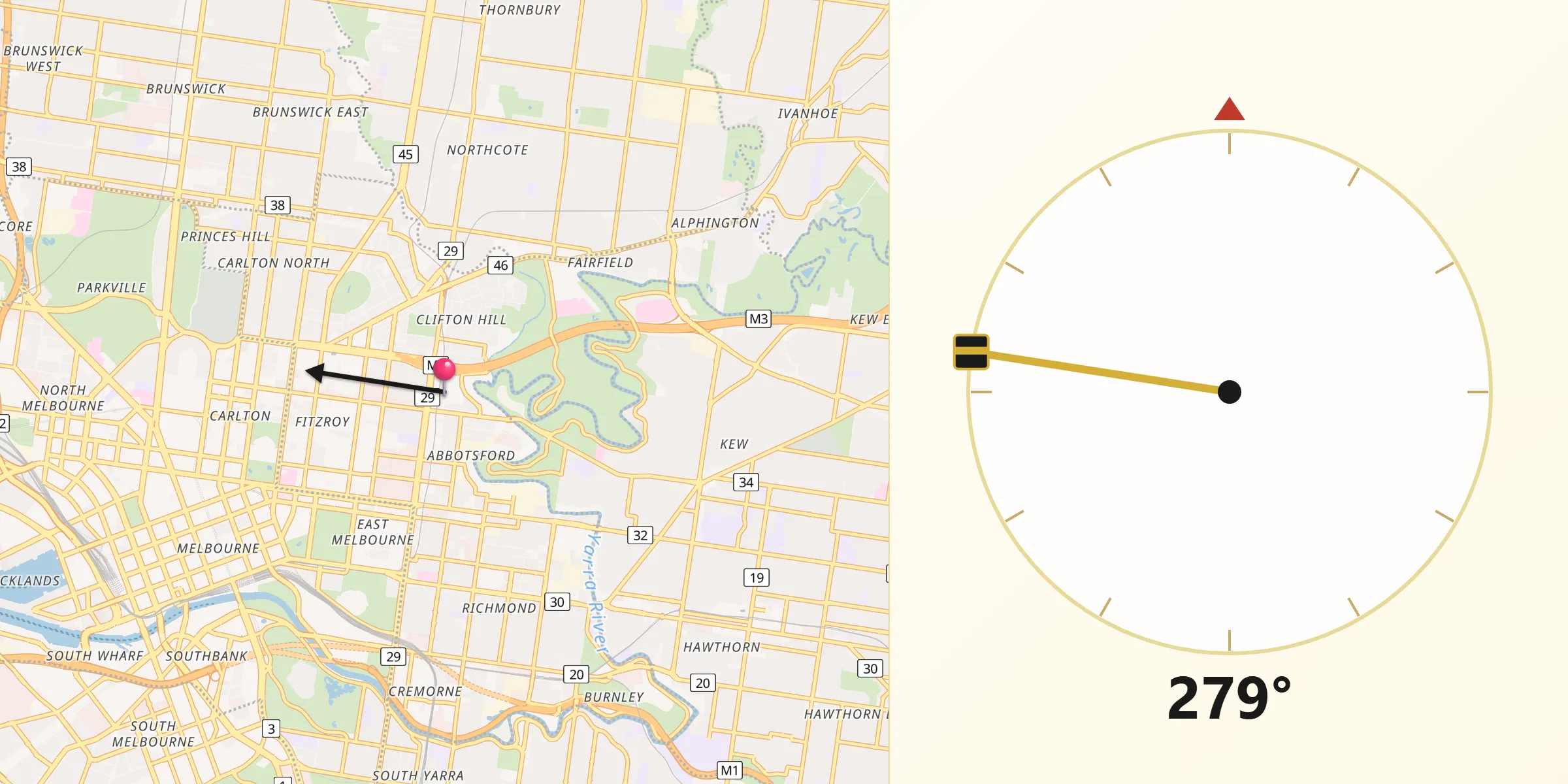 Qibla Direction from Clifton Hill