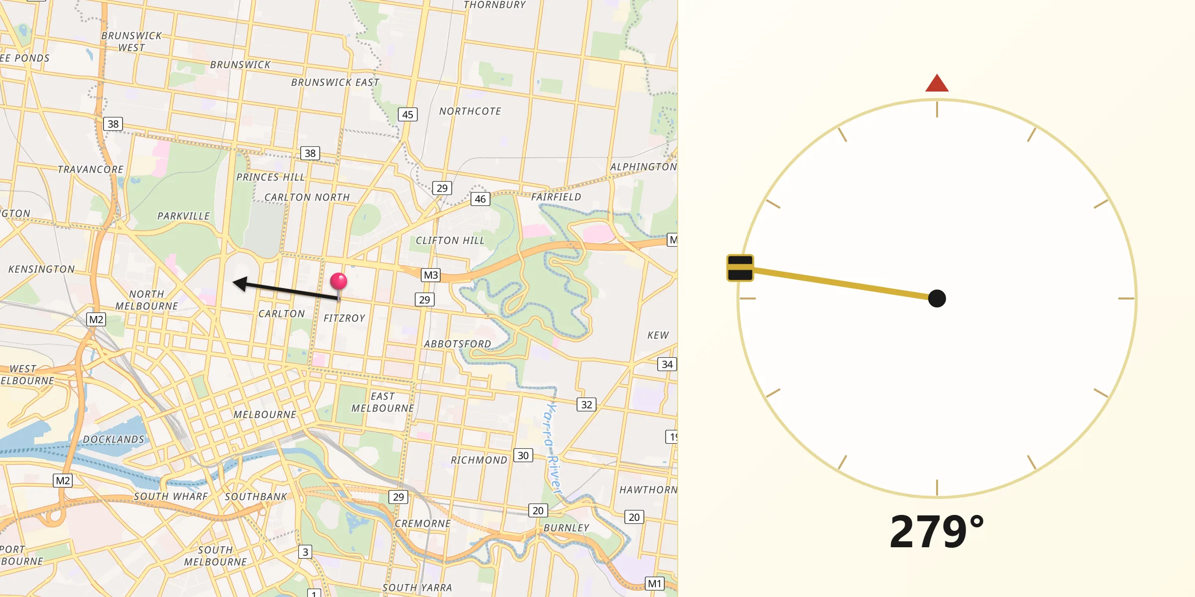 Qibla Direction from Fitzroy