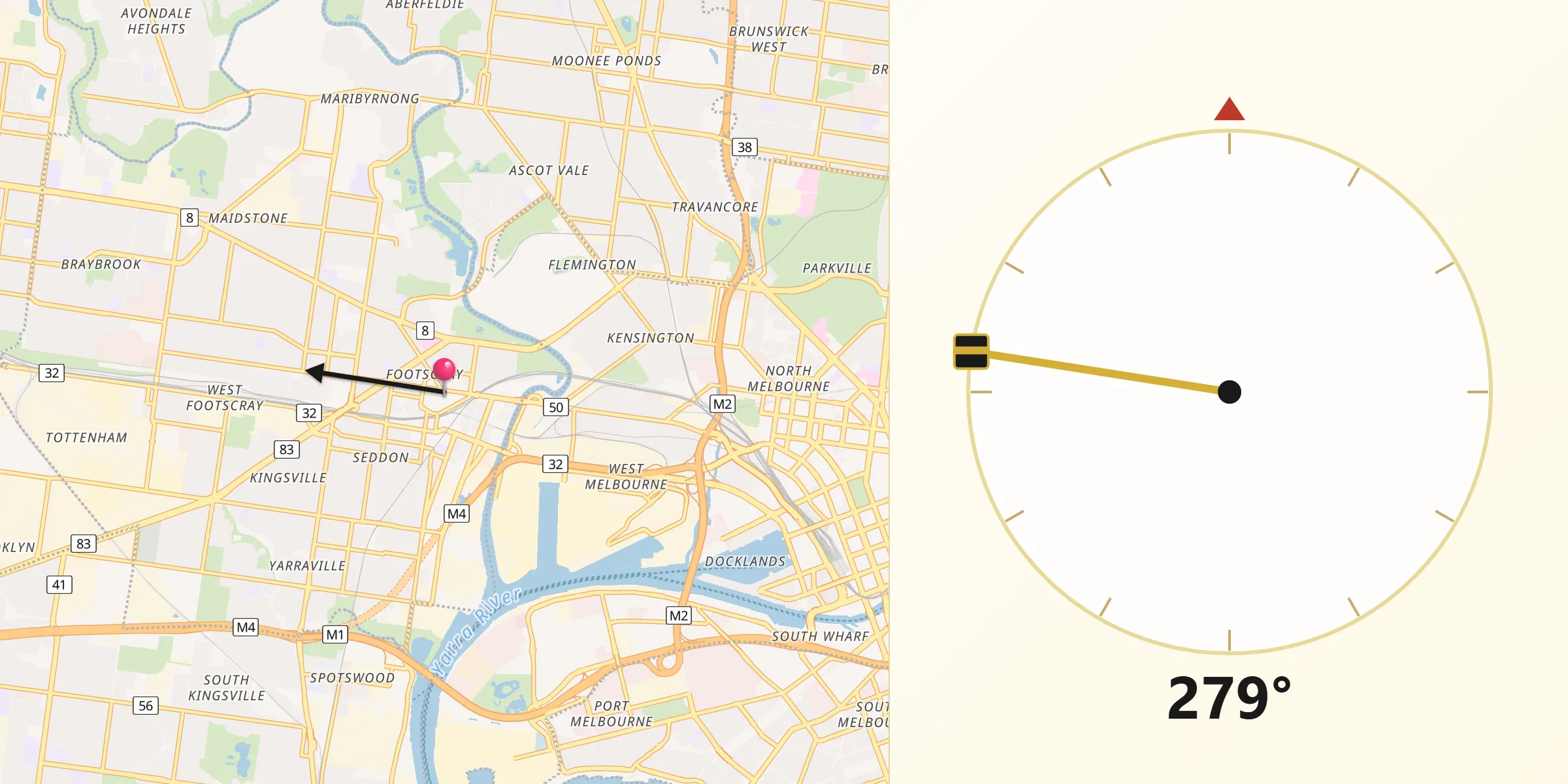 Qibla Direction from Footscray