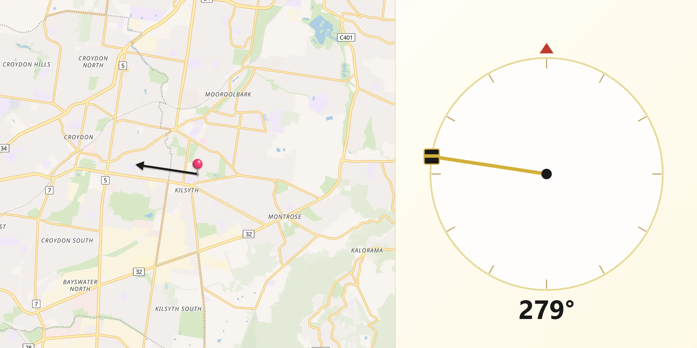 Qibla Direction from Kilsyth