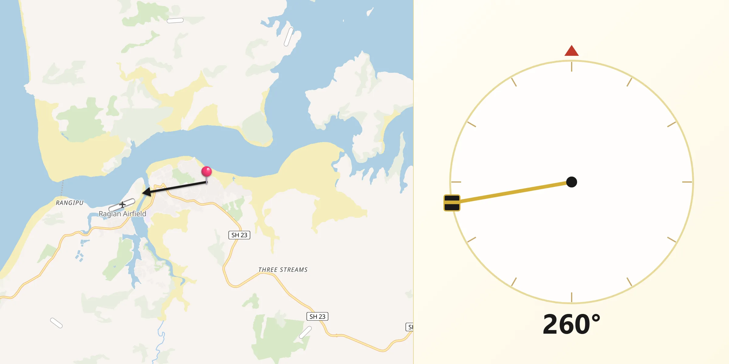 Qibla Direction from Raglan