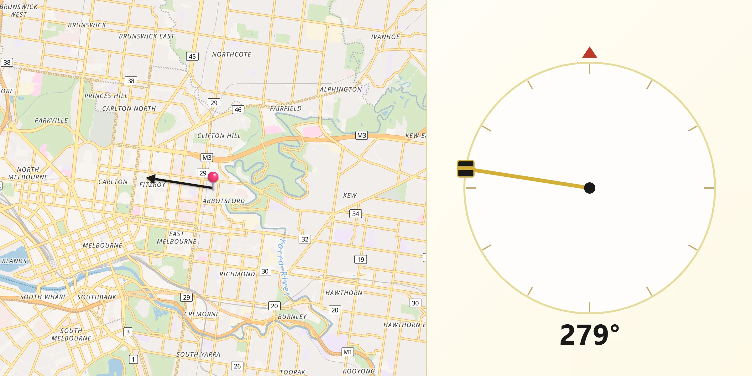 Qibla Direction from Yarra