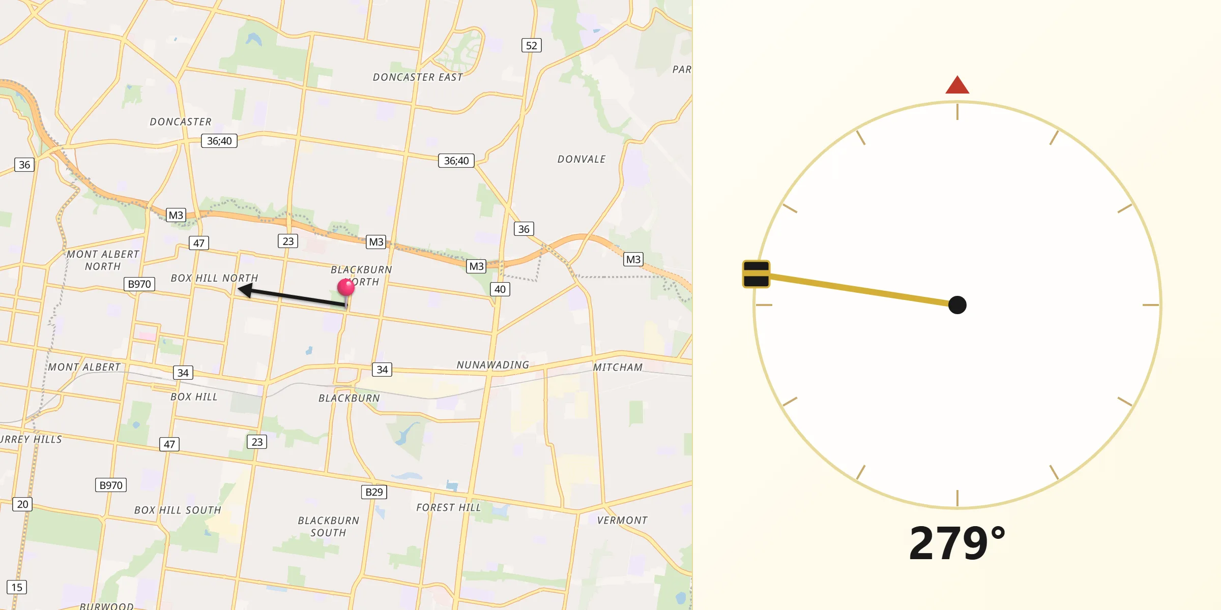 Qibla Direction from Blackburn North