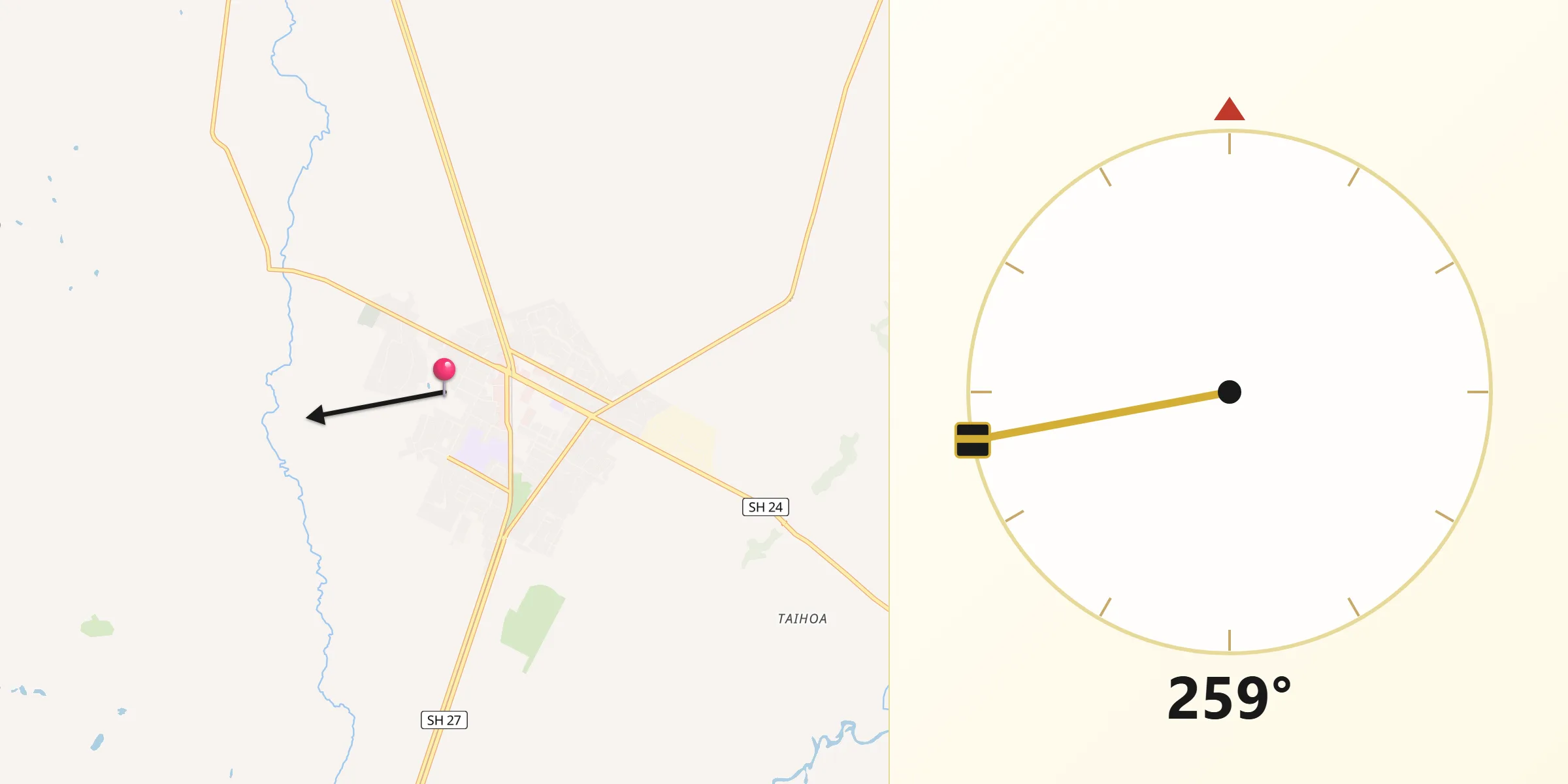 Qibla Direction from Matamata