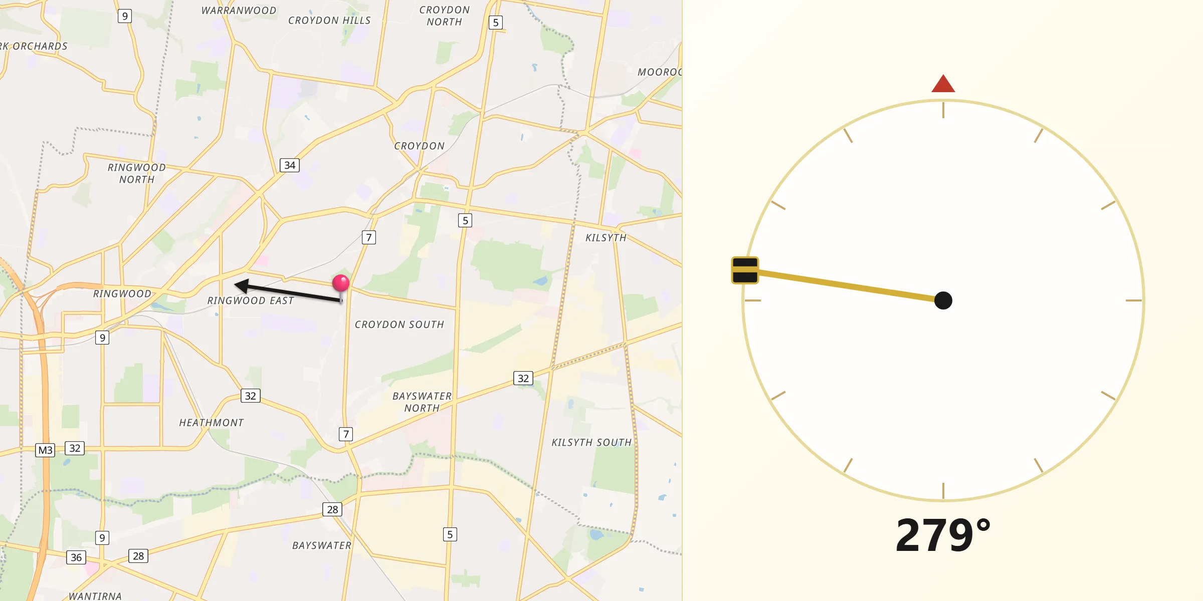 Qibla Direction from Croydon South