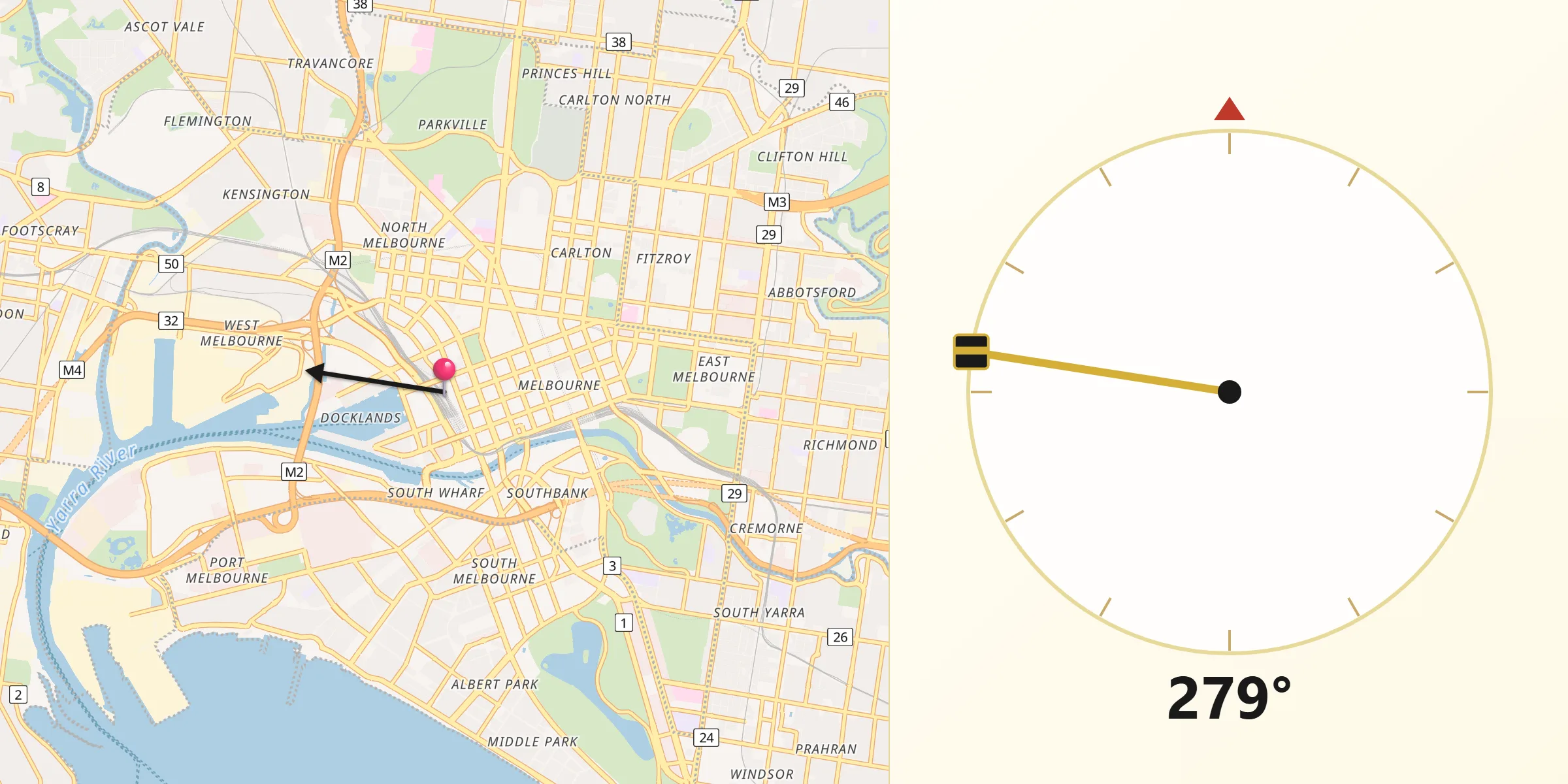 Qibla Direction from Docklands