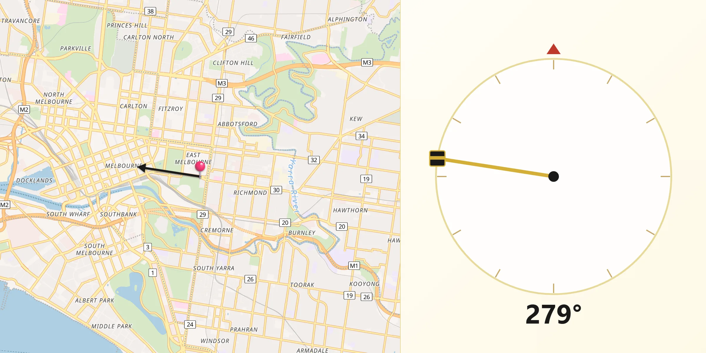 Qibla Direction from East Melbourne