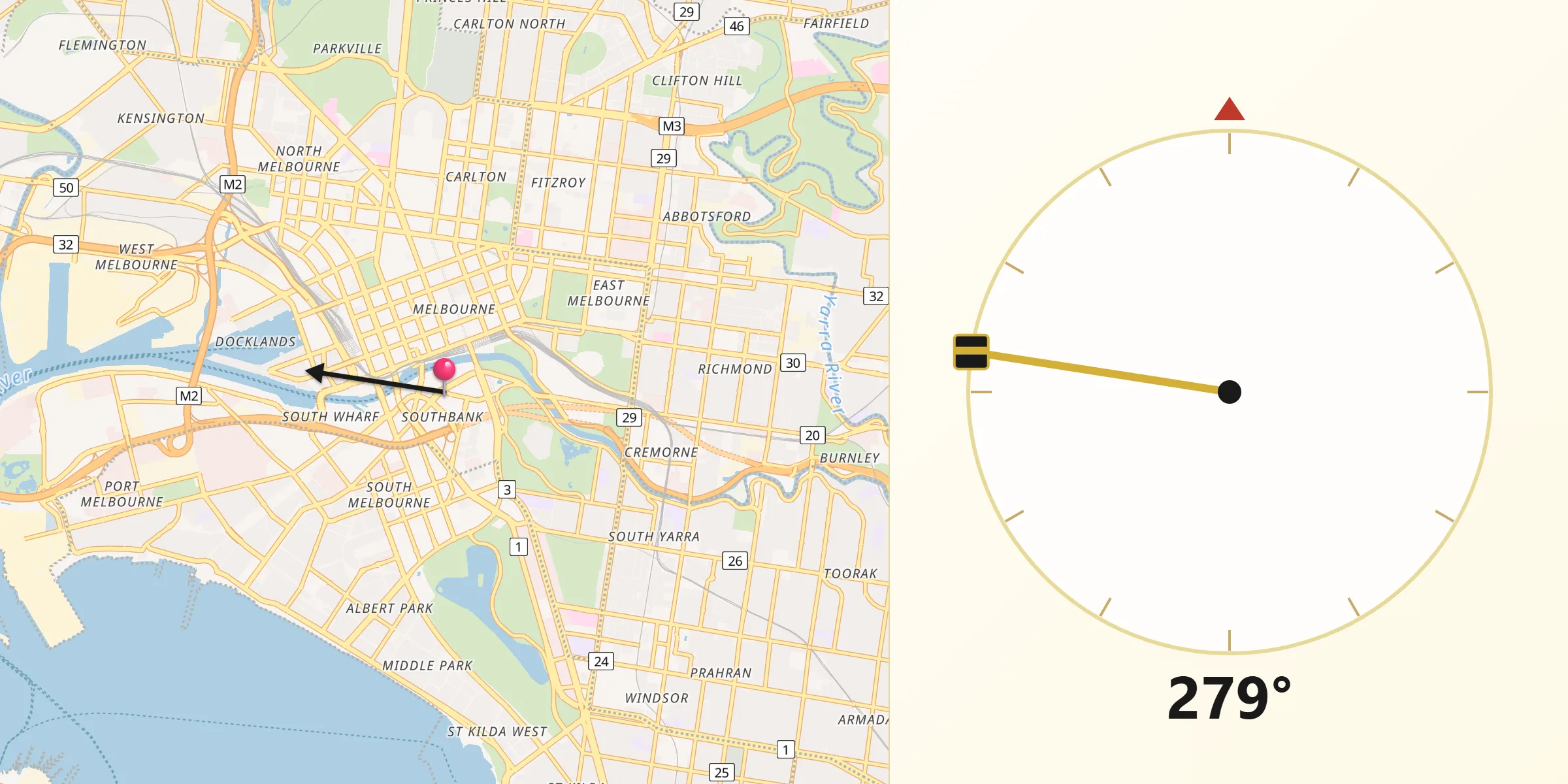 Qibla Direction from Southbank