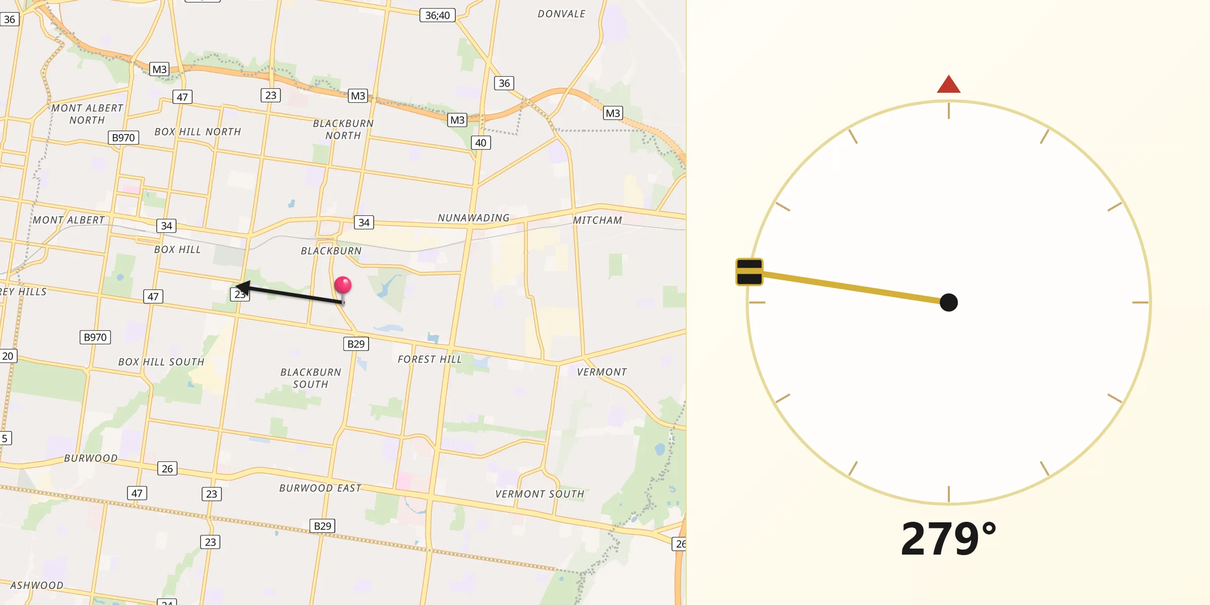 Qibla Direction from Whitehorse