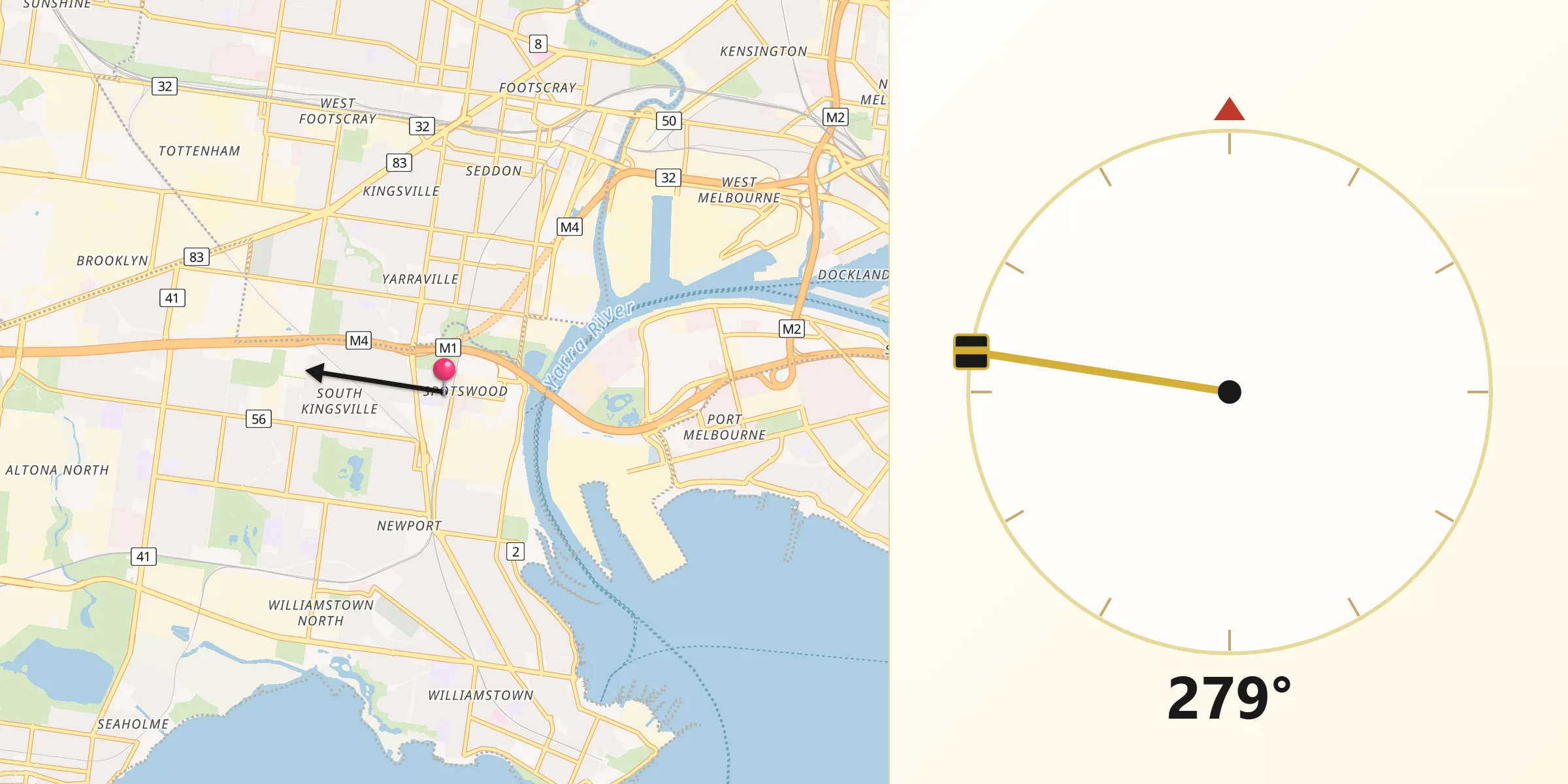 Qibla Direction from Spotswood