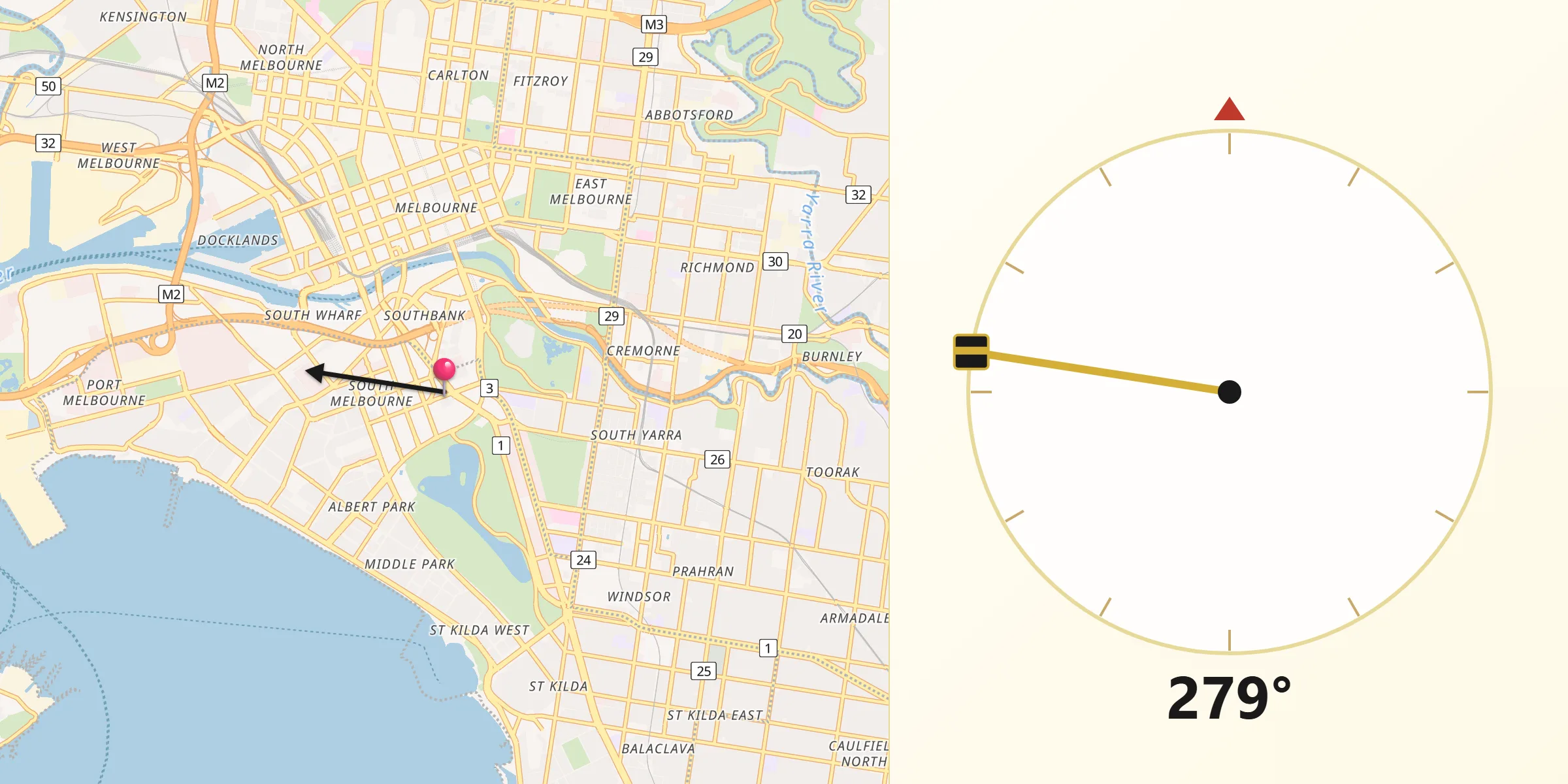 Qibla Direction from South Melbourne