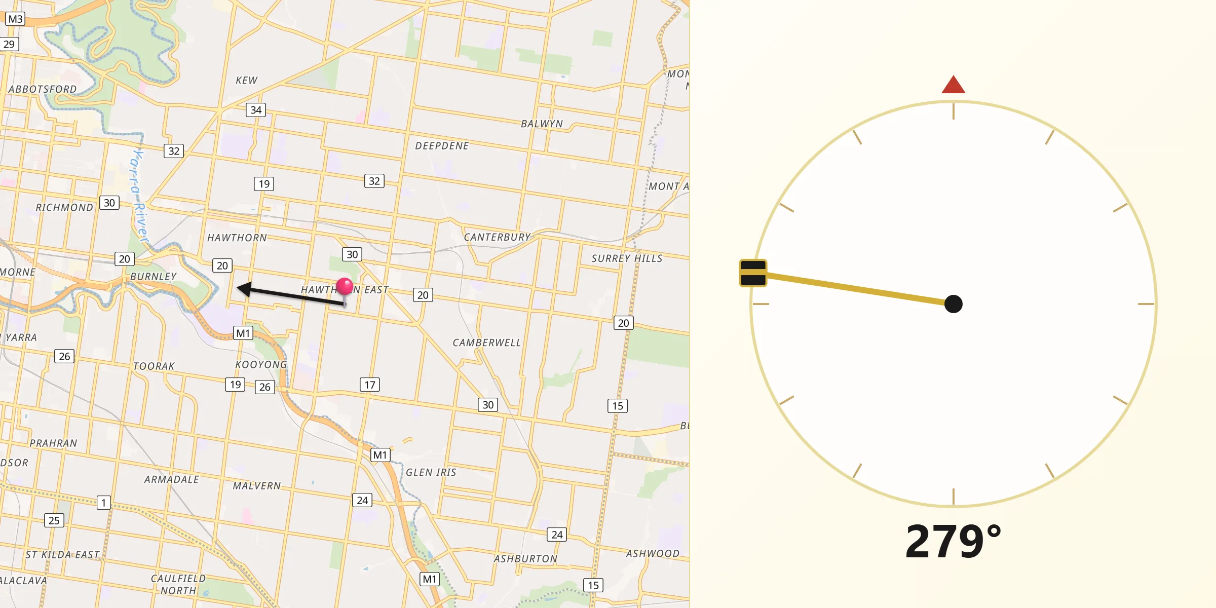 Qibla Direction from Glenferrie