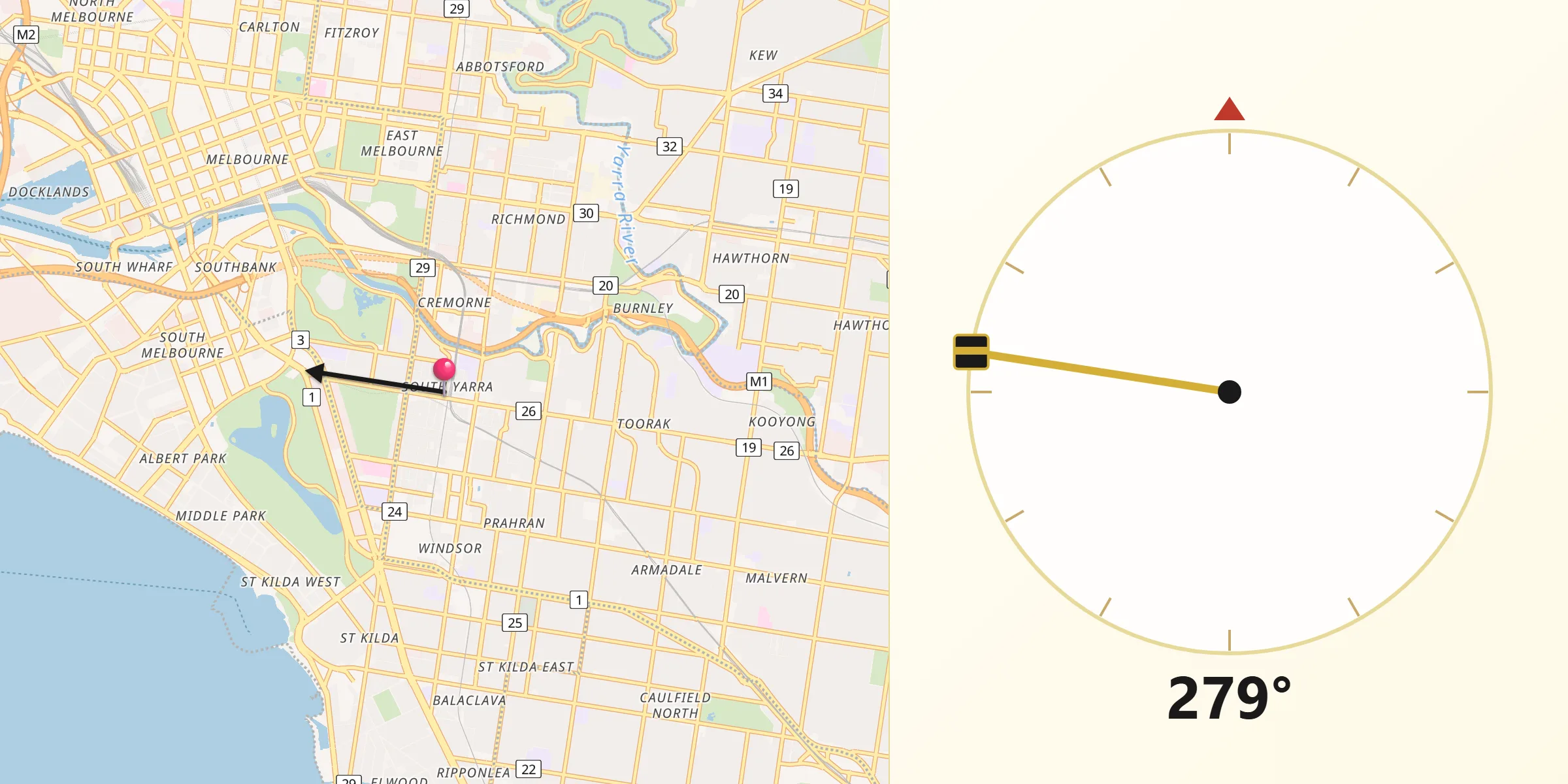 Qibla Direction from South Yarra