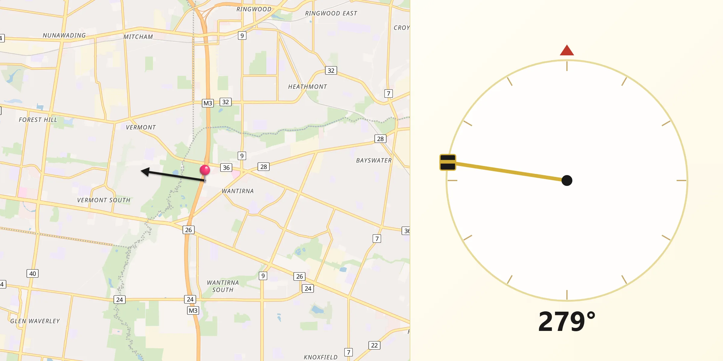 Qibla Direction from Wantirna