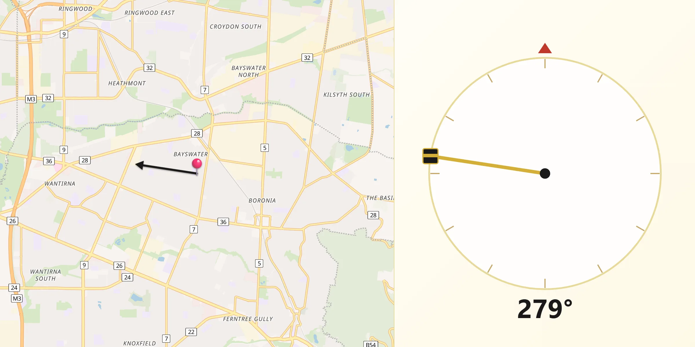 Qibla Direction from Bayswater