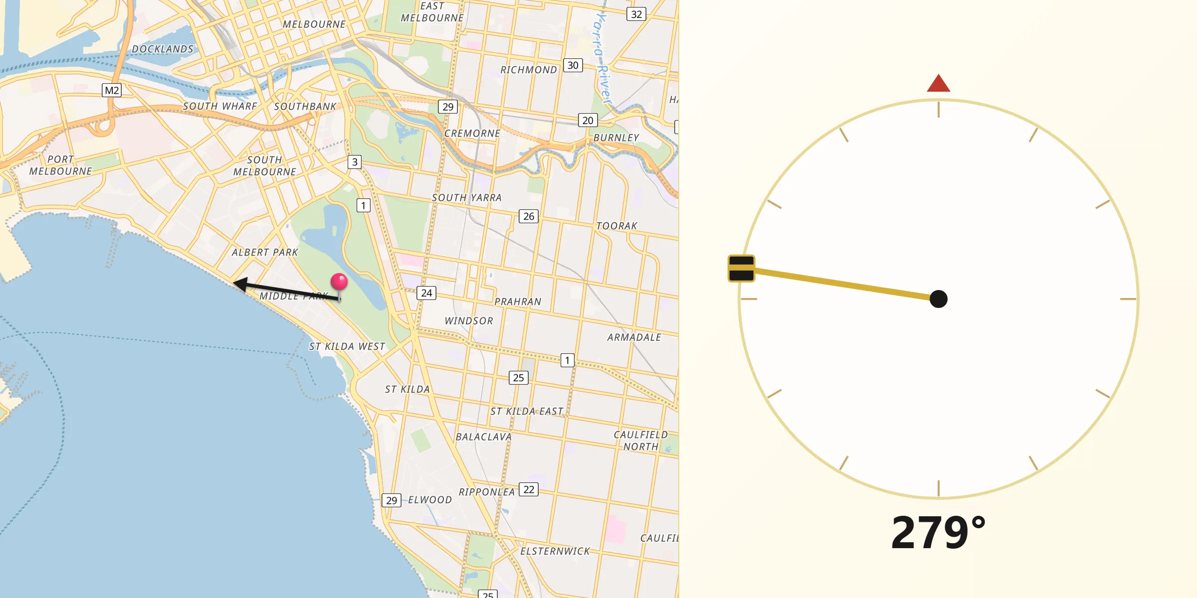 Qibla Direction from Port Phillip