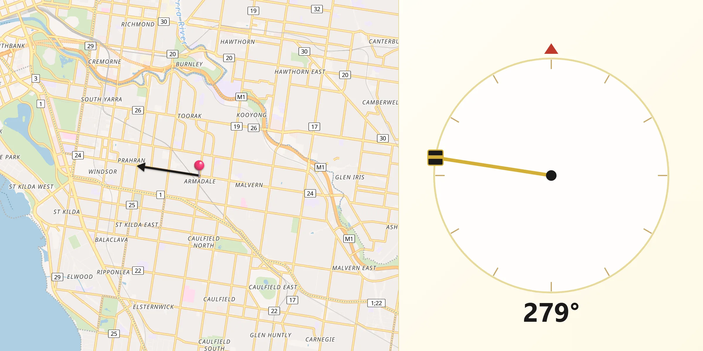 Qibla Direction from Armadale