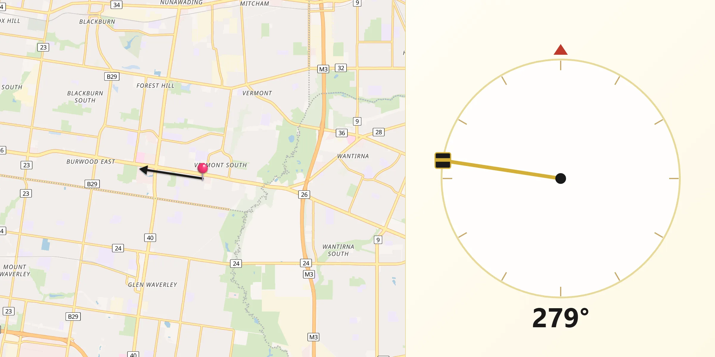 Qibla Direction from Vermont South