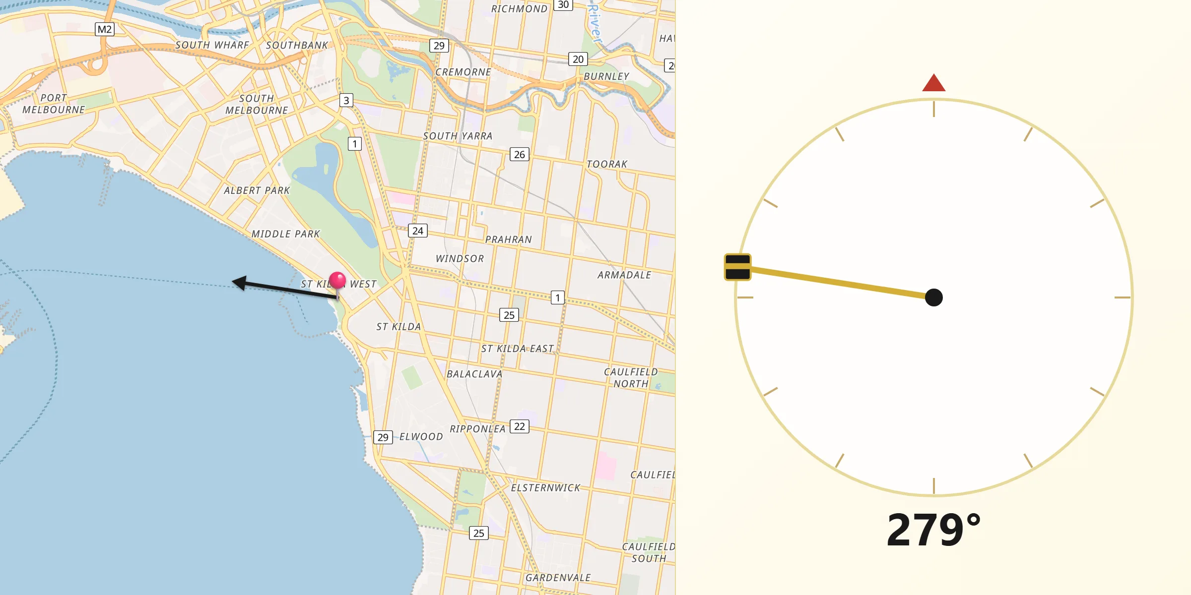 Qibla Direction from St Kilda West