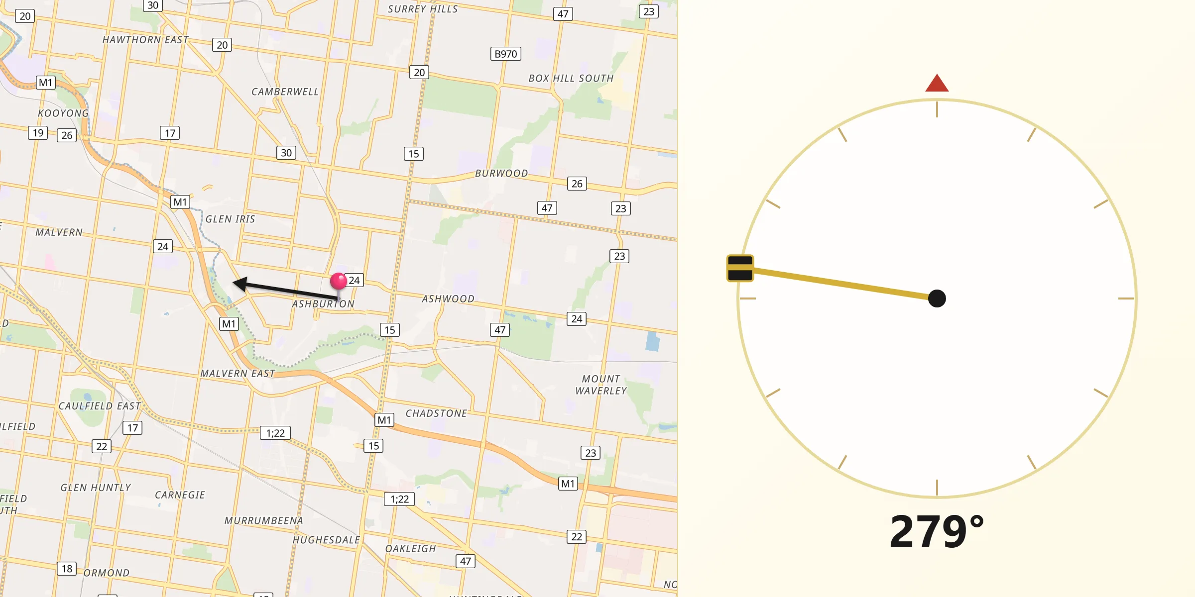 Qibla Direction from Ashburton