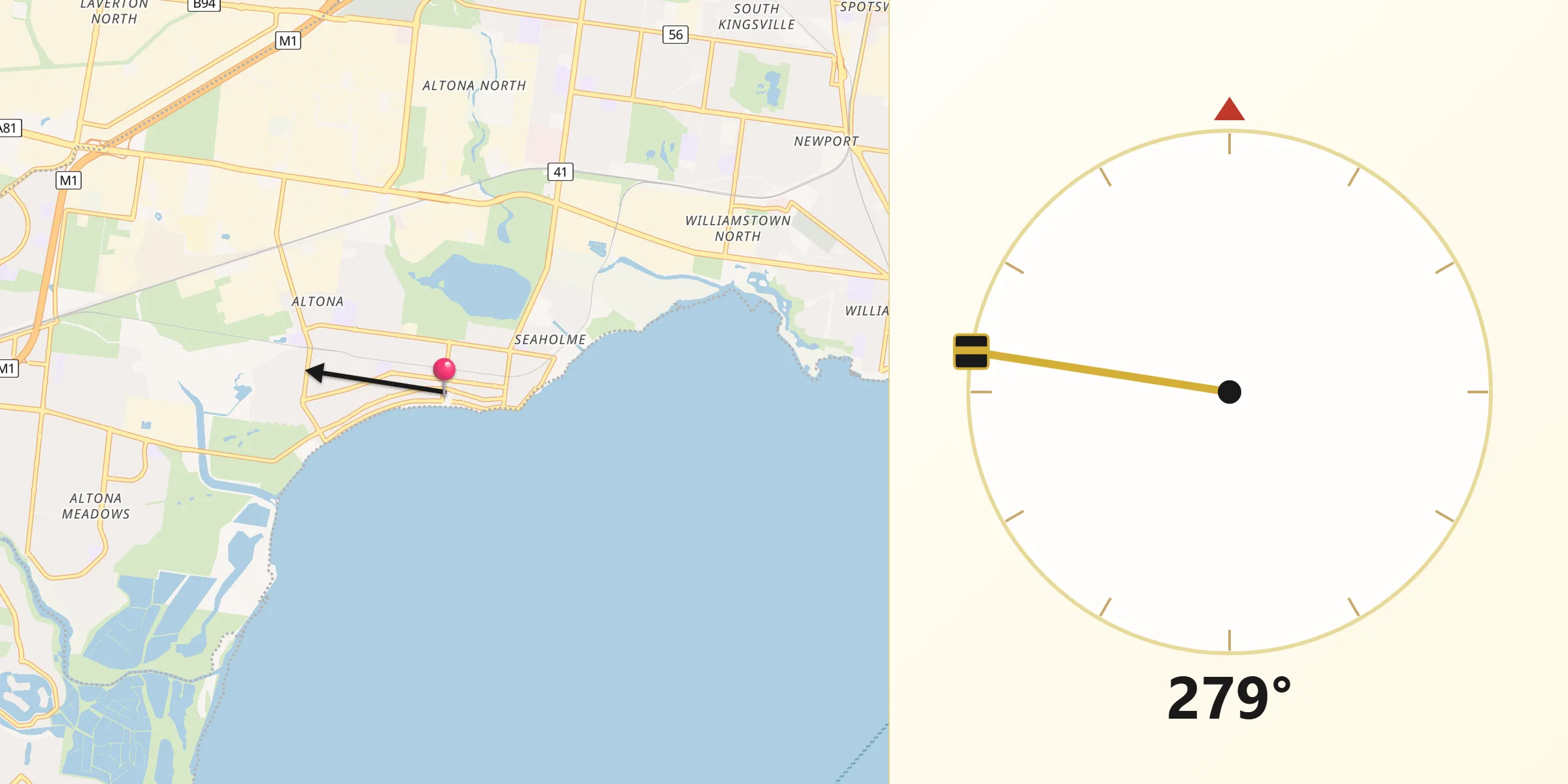 Qibla Direction from Altona