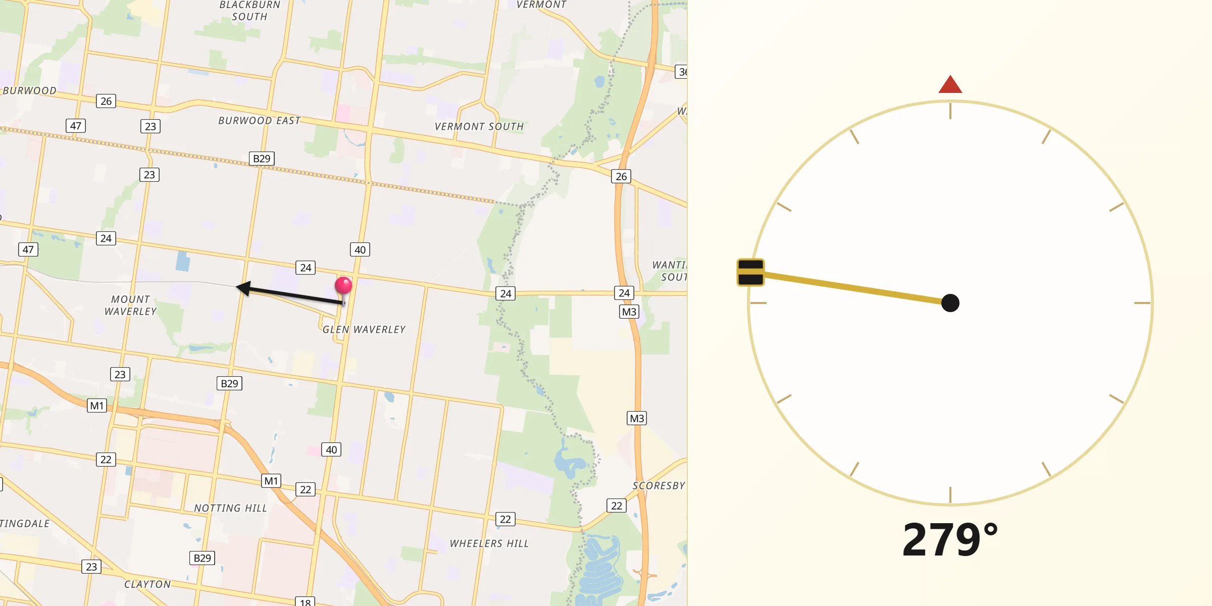 Qibla Direction from Glen Waverley