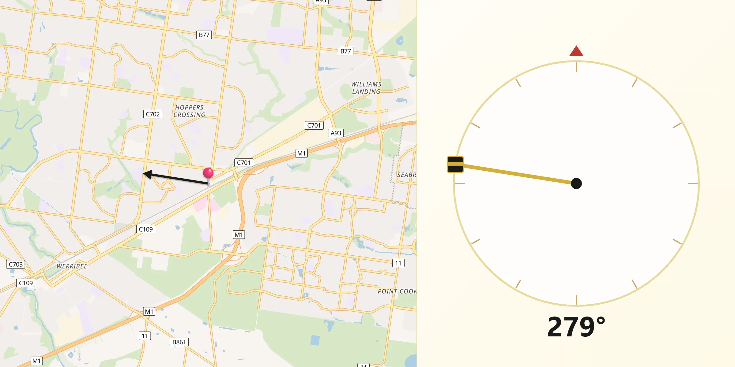 Qibla Direction from Hoppers Crossing
