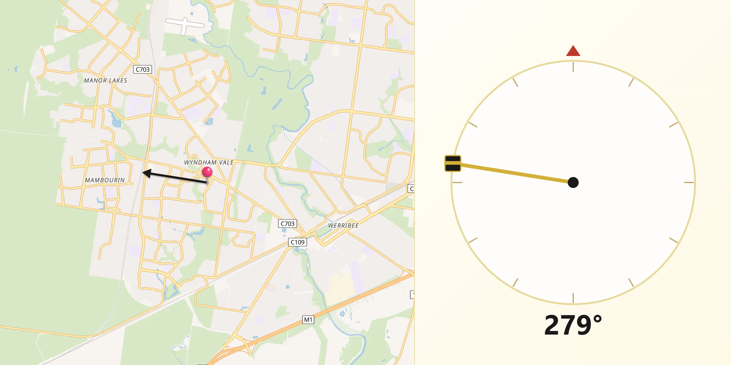 Qibla Direction from Wyndham Vale