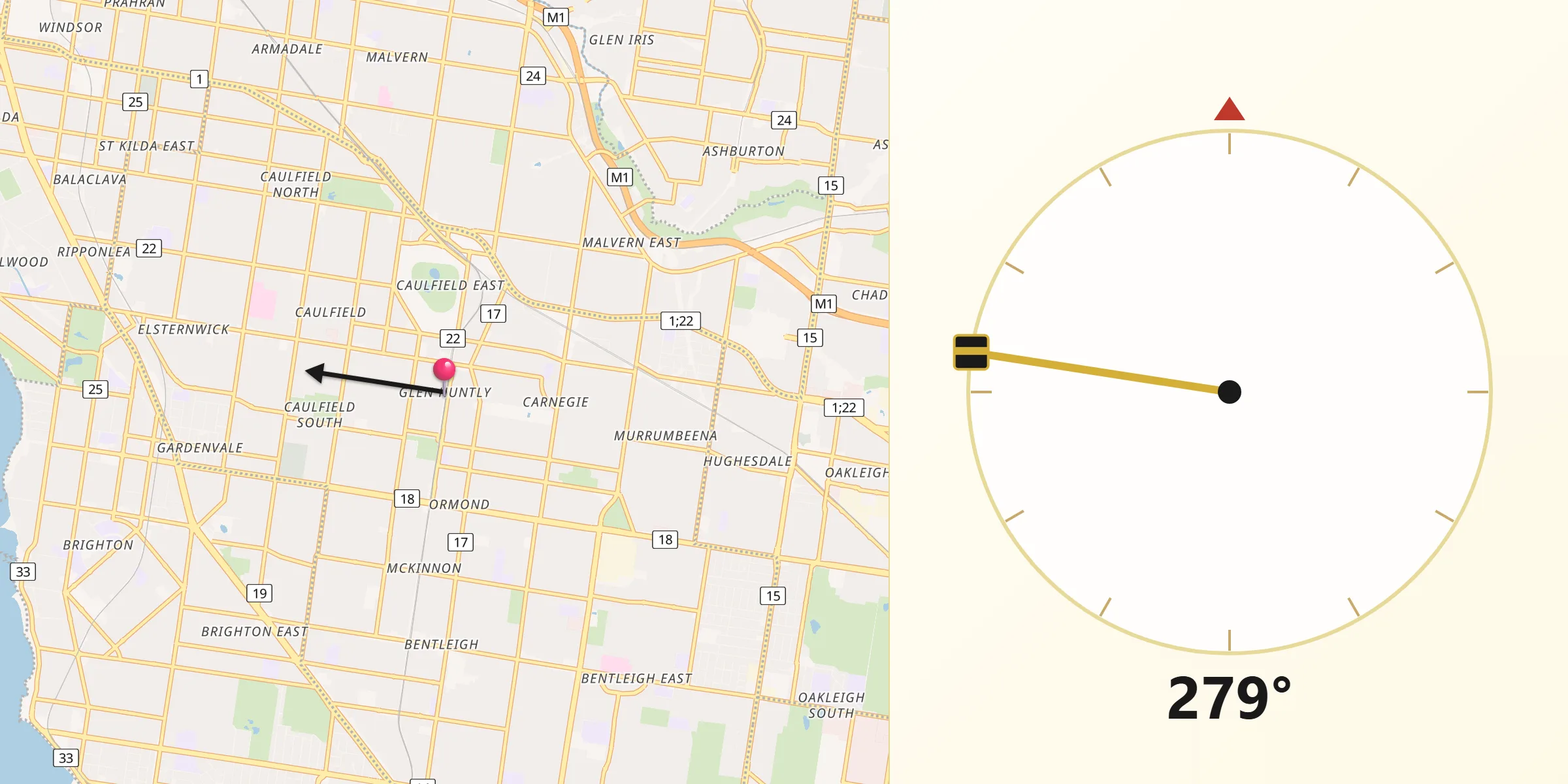 Qibla Direction from Glen Huntly