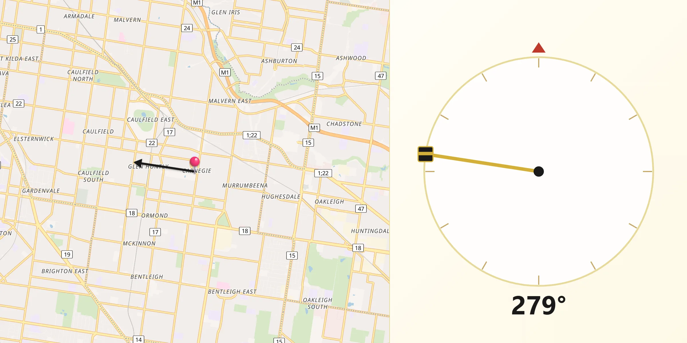 Qibla Direction from Carnegie