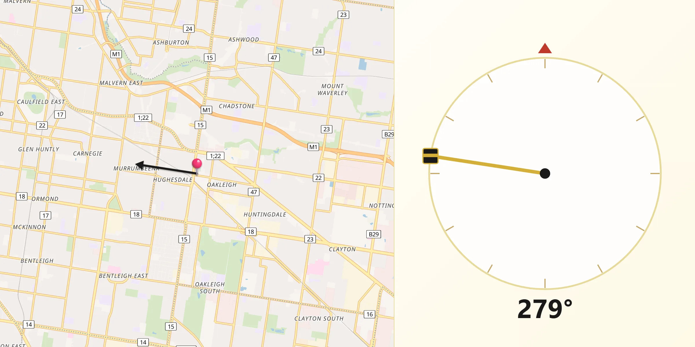 Qibla Direction from Oakleigh