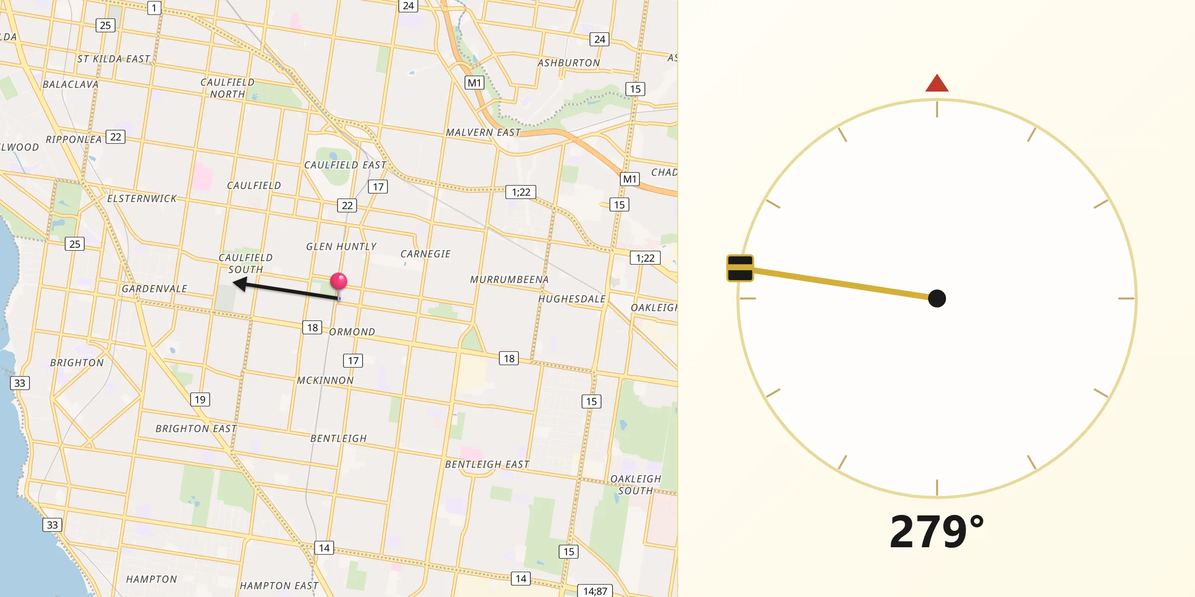 Qibla Direction from Glen Eira
