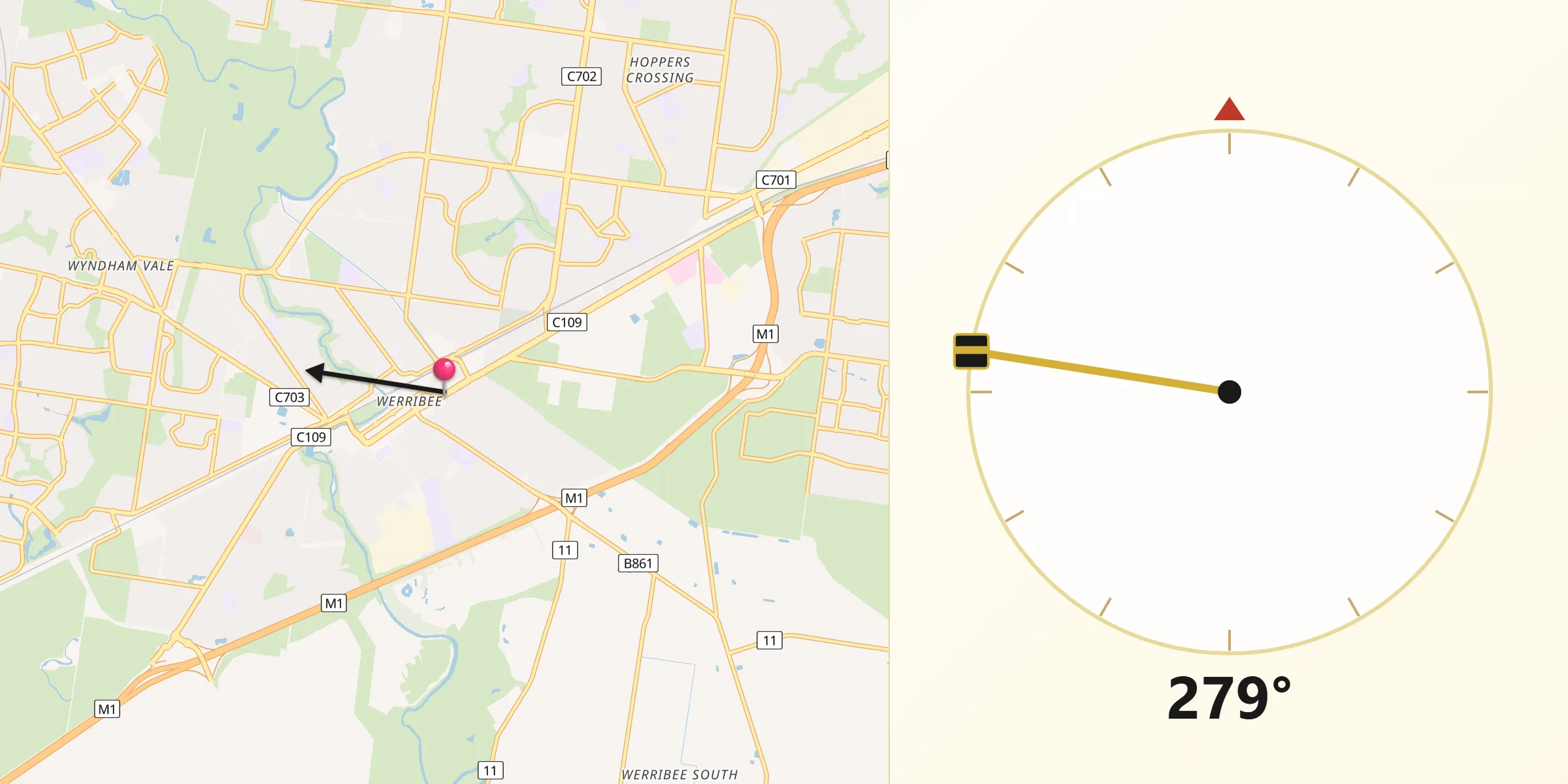Qibla Direction from Werribee