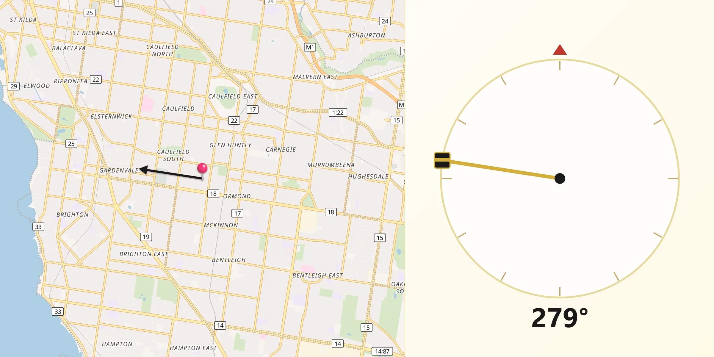 Qibla Direction from Ormond