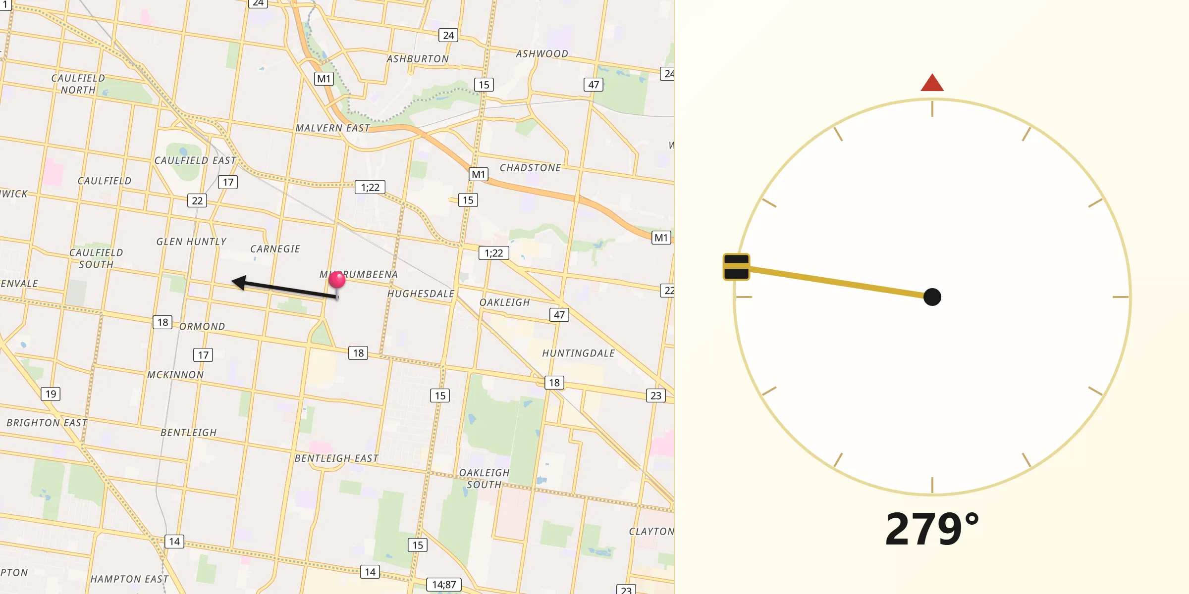 Qibla Direction from Murrumbeena