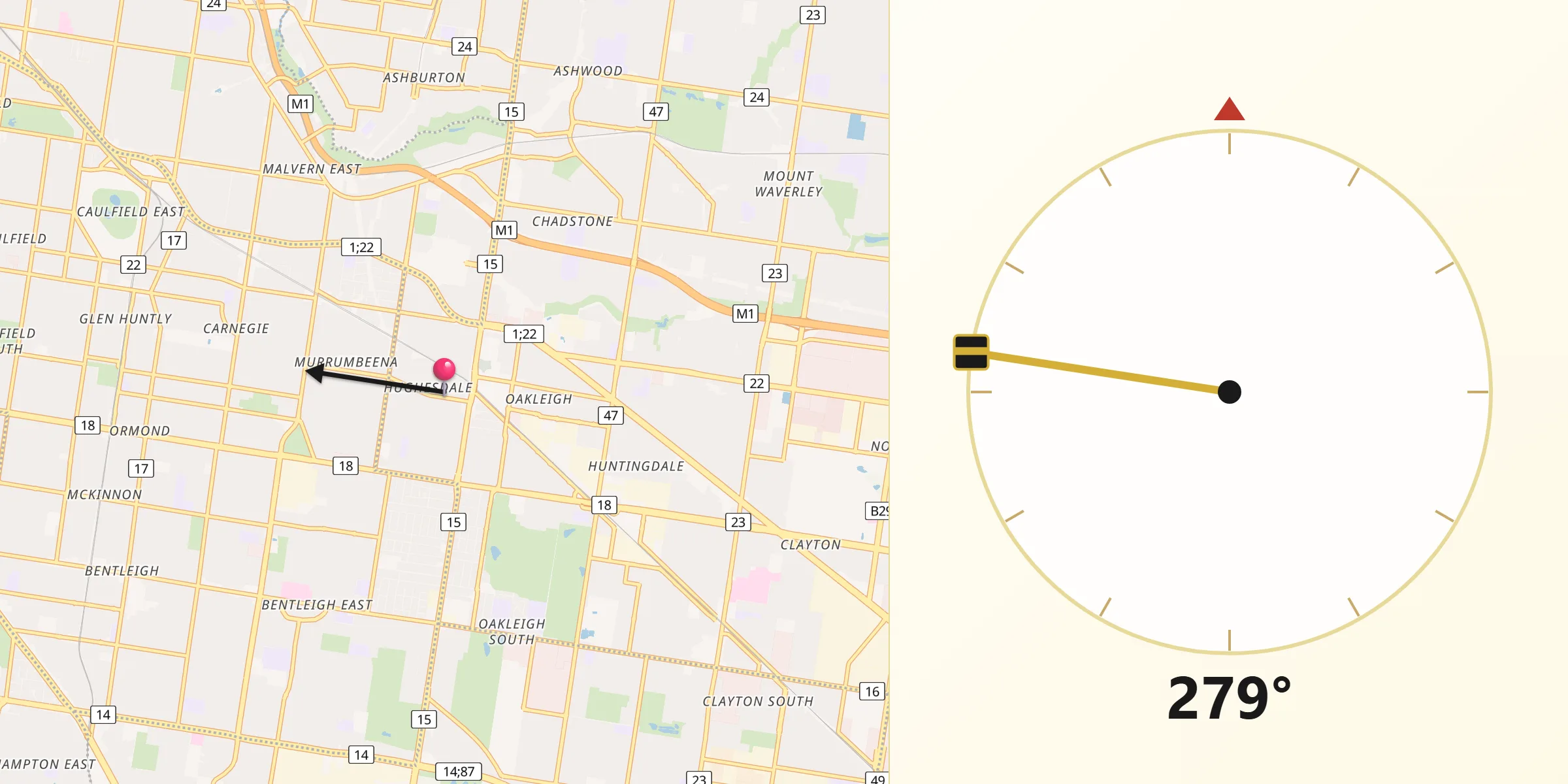 Qibla Direction from Hughesdale