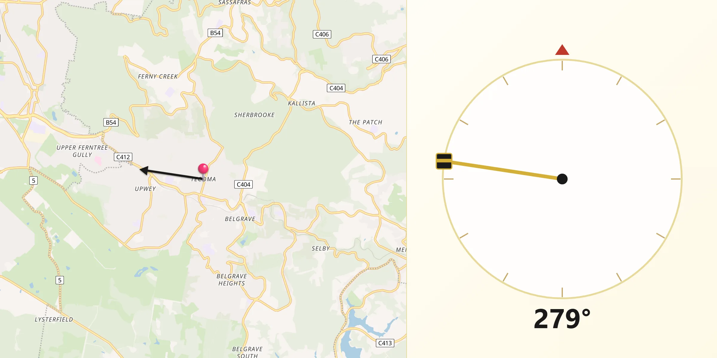 Qibla Direction from Tecoma