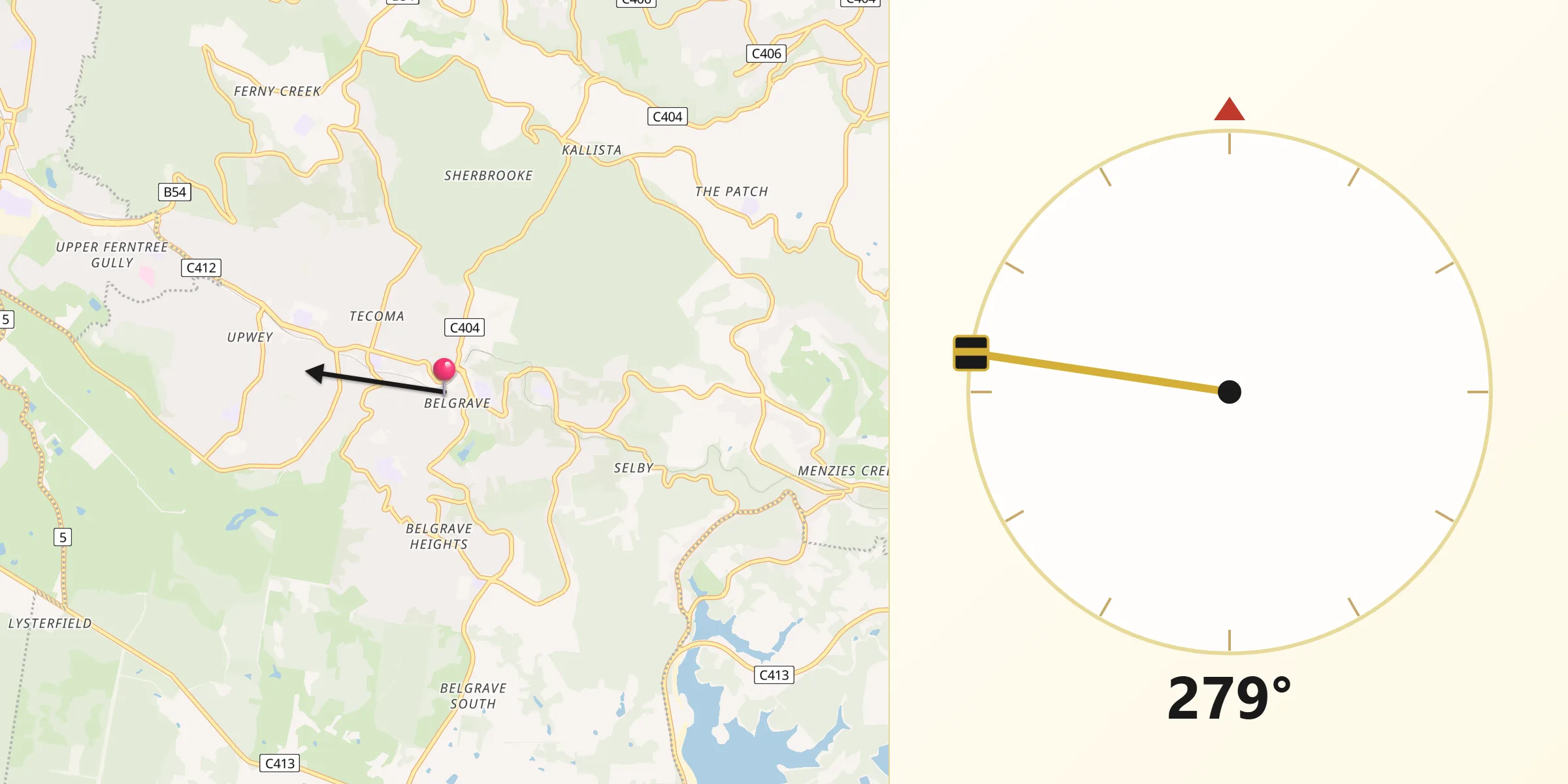 Qibla Direction from Belgrave