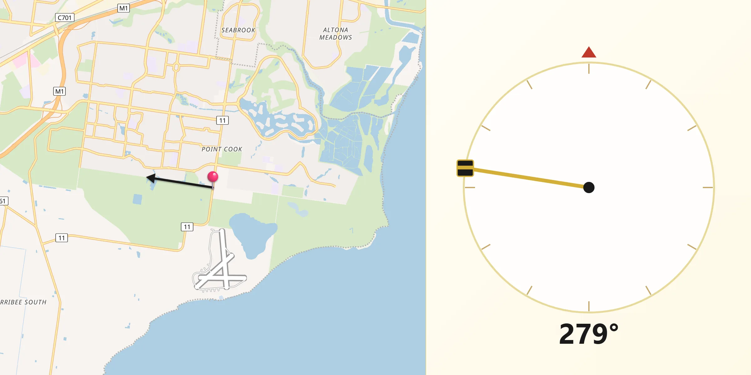 Qibla Direction from Point Cook