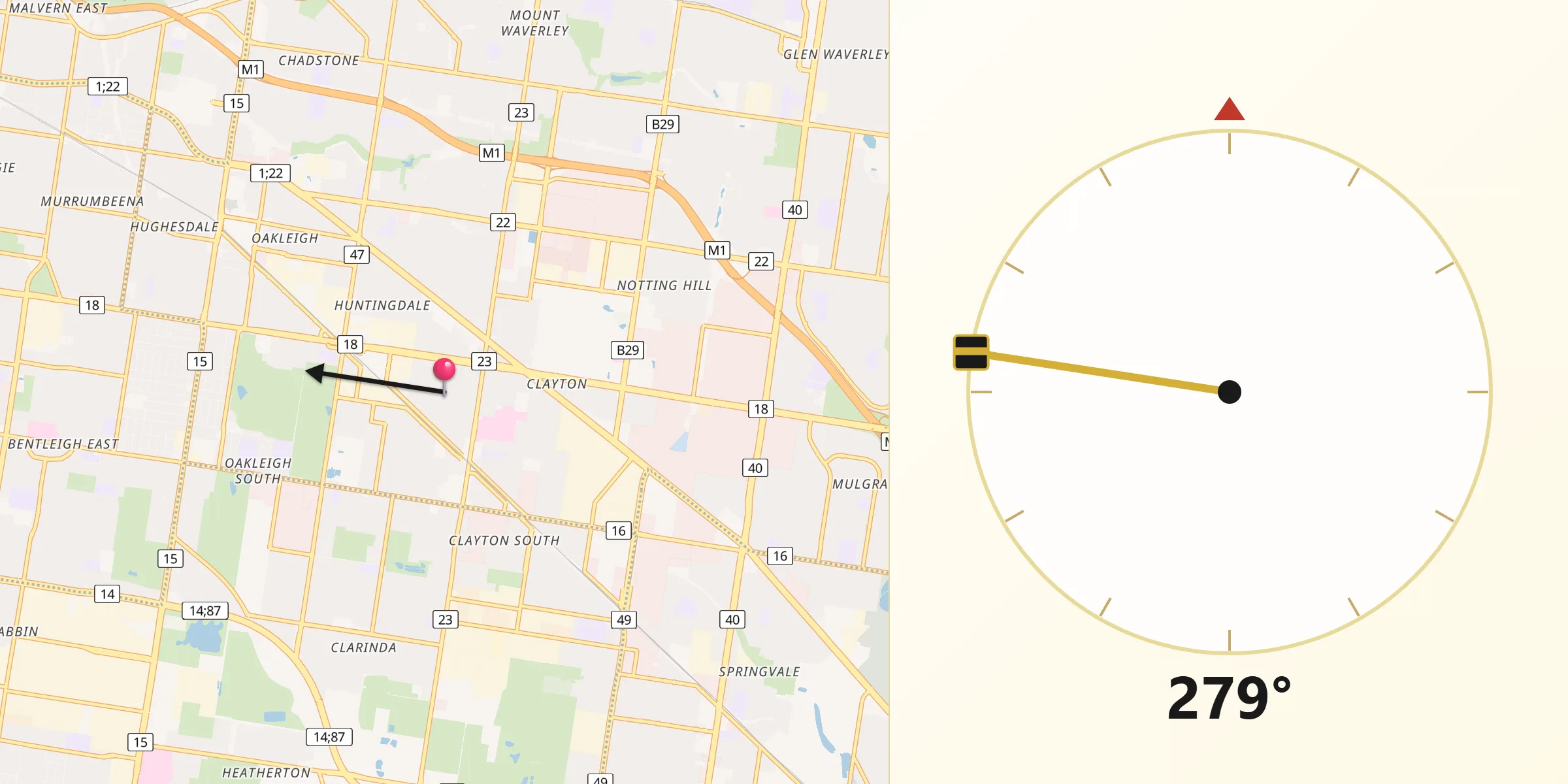 Qibla Direction from Clayton
