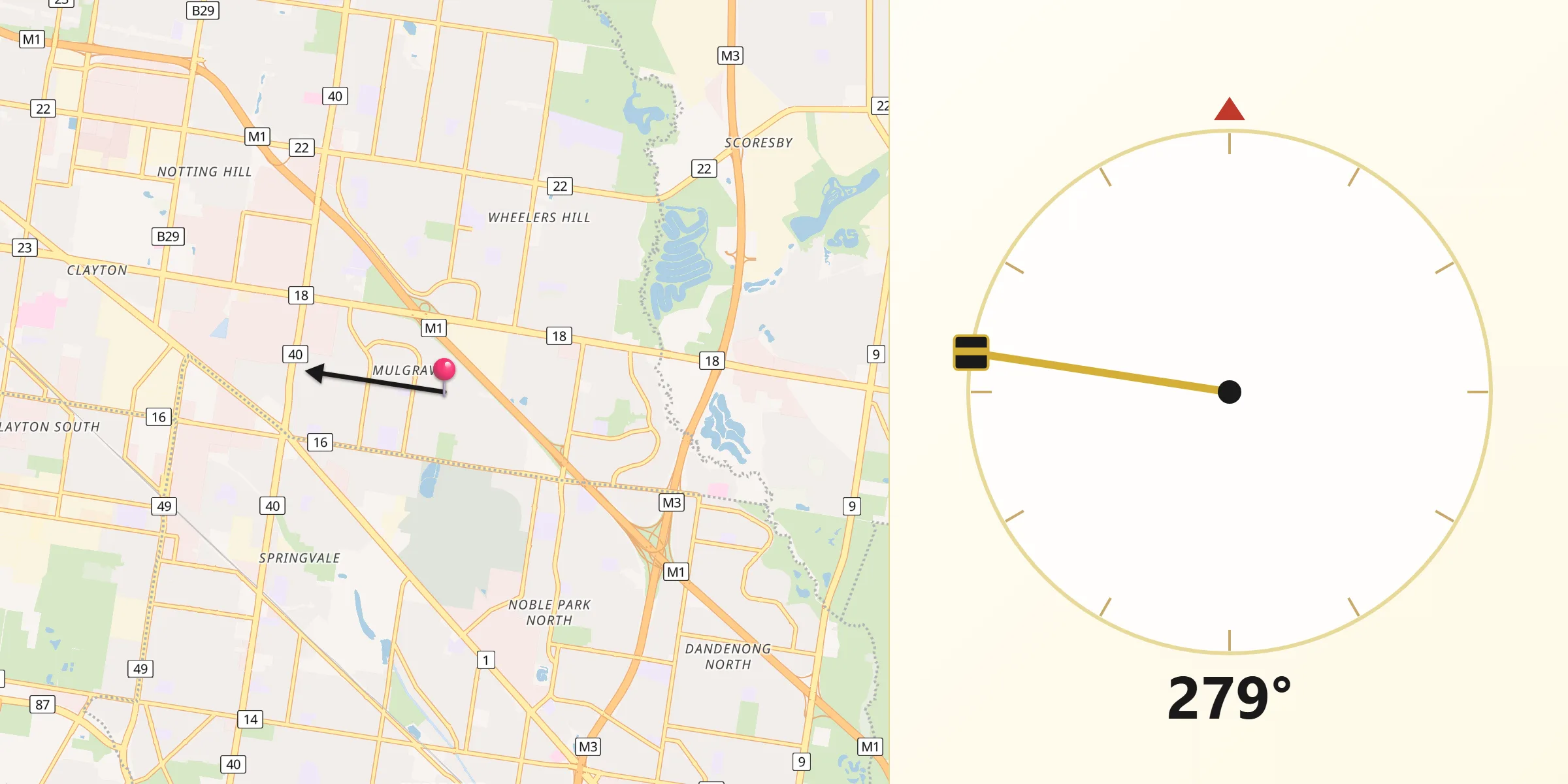 Qibla Direction from Mulgrave