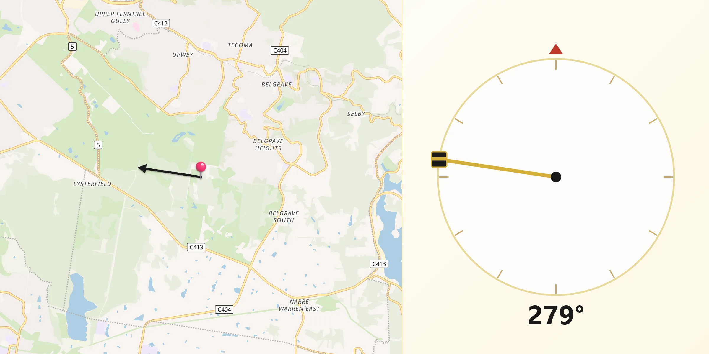 Qibla Direction from Belgrave South