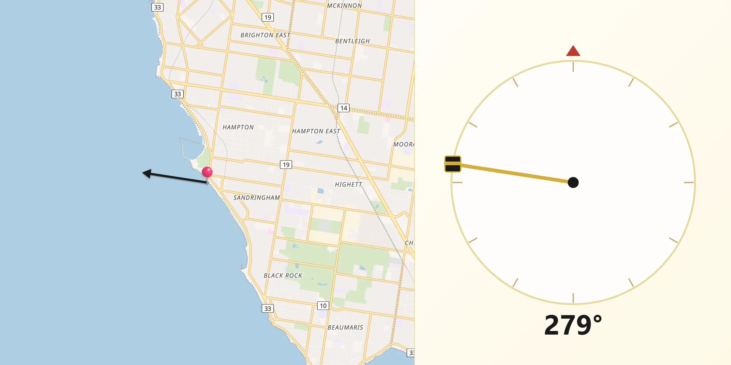 Qibla Direction from Hampton